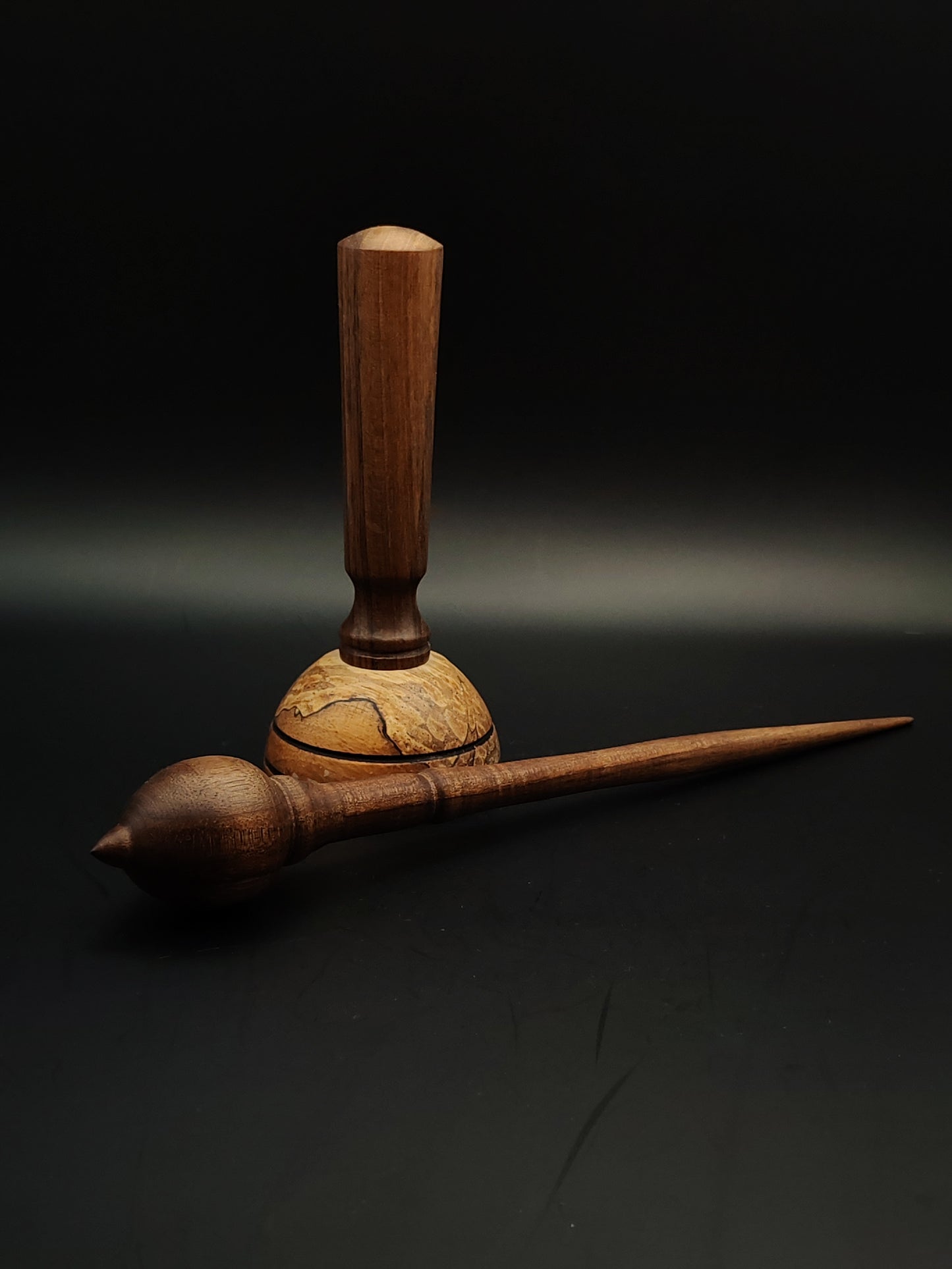 Support Spindle Set: Walnut Wood (25 cm / 9.84 in • 25 g / 0.88 oz) with Walnut and Alder Lap Support Bowl
