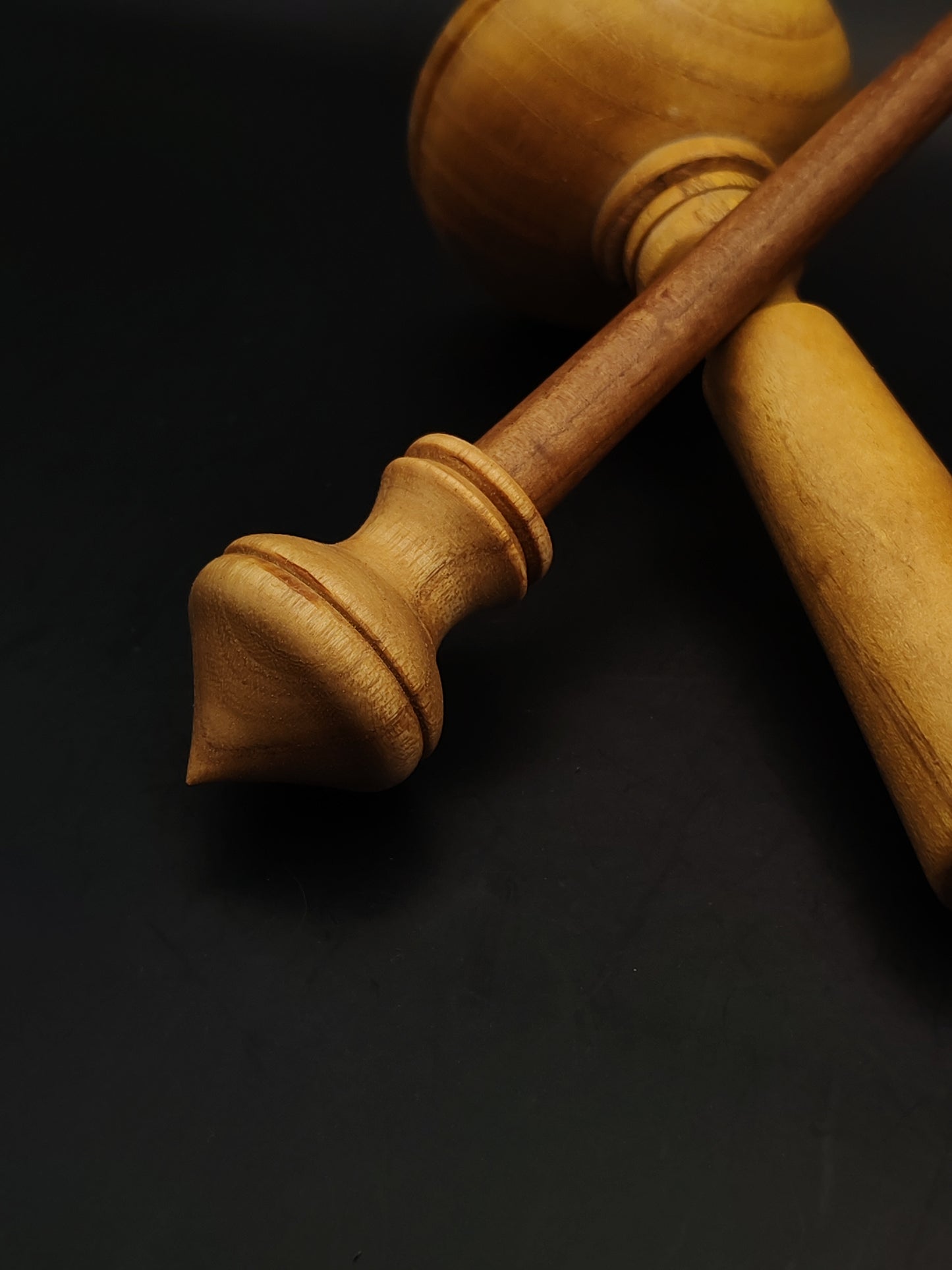 Support Spindle Set: Walnut Shaft & Mulberry Whorl (25 cm / 9.84 in, 19 g / 0.67 oz) with Mulberry Lap Support Bowl