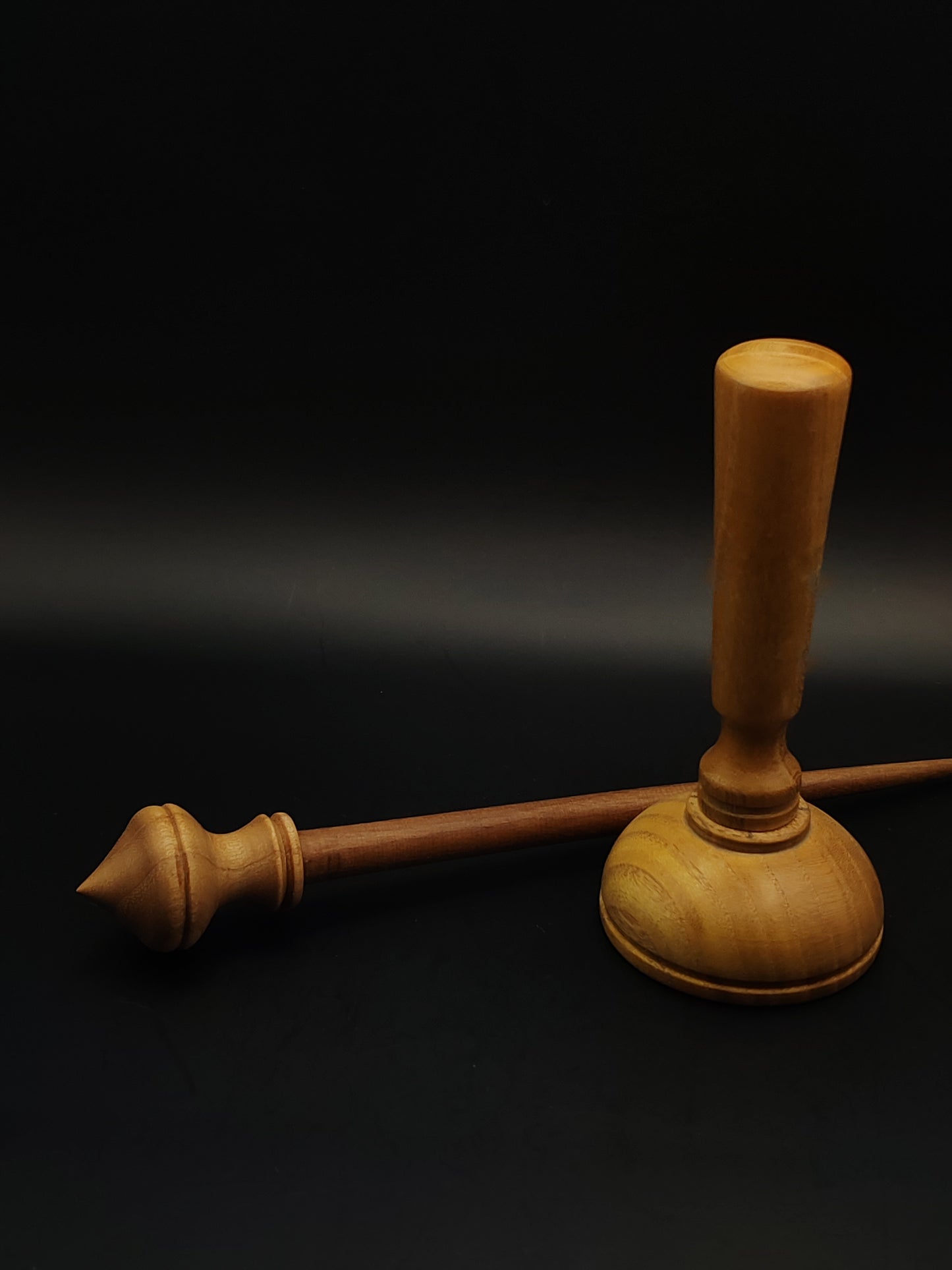 Support Spindle Set: Walnut Shaft & Mulberry Whorl (25 cm / 9.84 in, 19 g / 0.67 oz) with Mulberry Lap Support Bowl