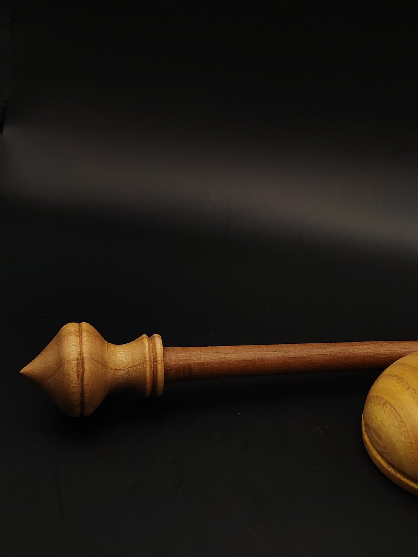 Support Spindle Set: Walnut Shaft & Mulberry Whorl (25 cm / 9.84 in, 19 g / 0.67 oz) with Mulberry Lap Support Bowl