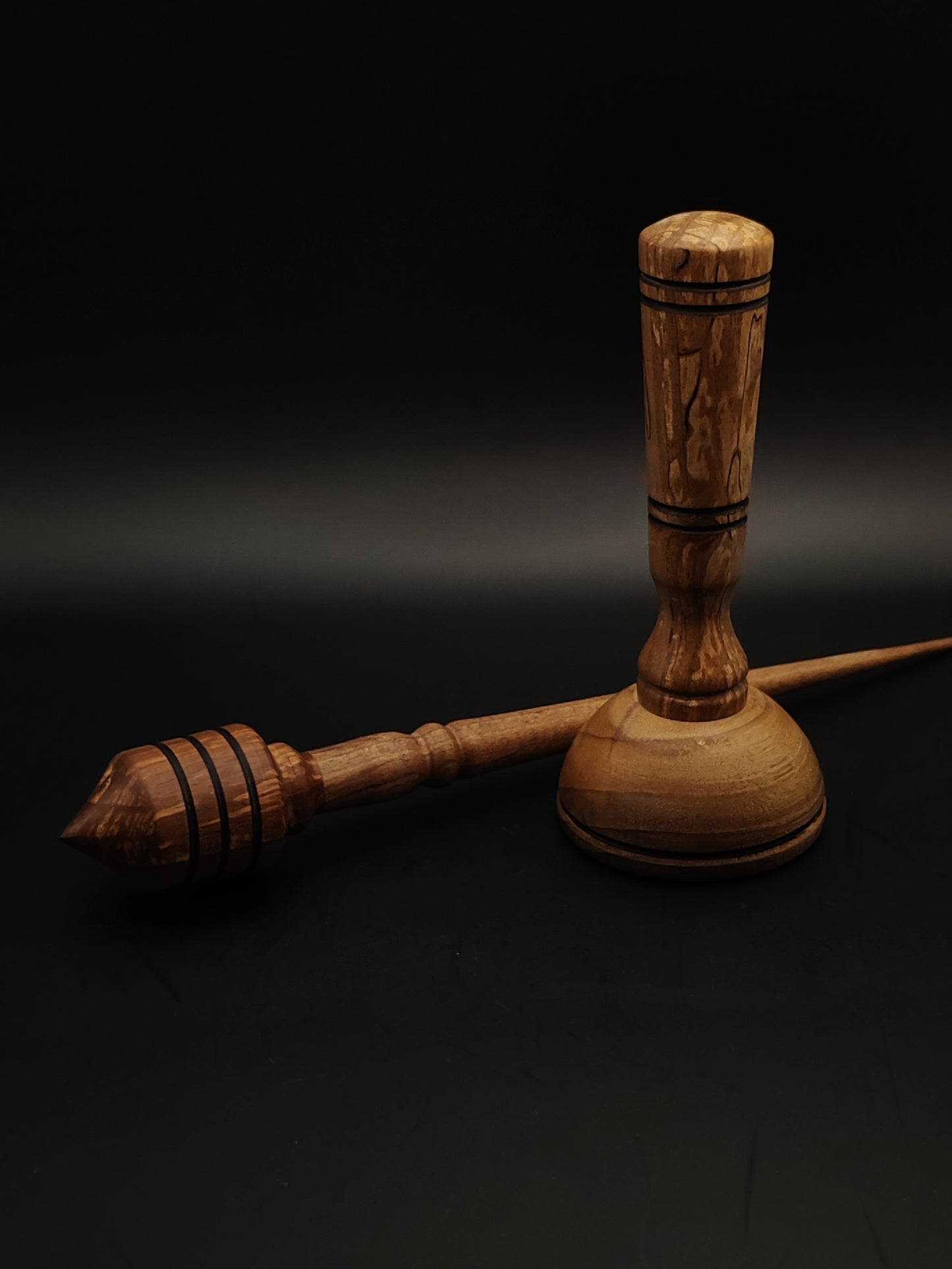 Support Spindle Set: Walnut Wood (25 cm / 9.84 in, 24 g / 0.85 oz) with Walnut Lap Support Bowl