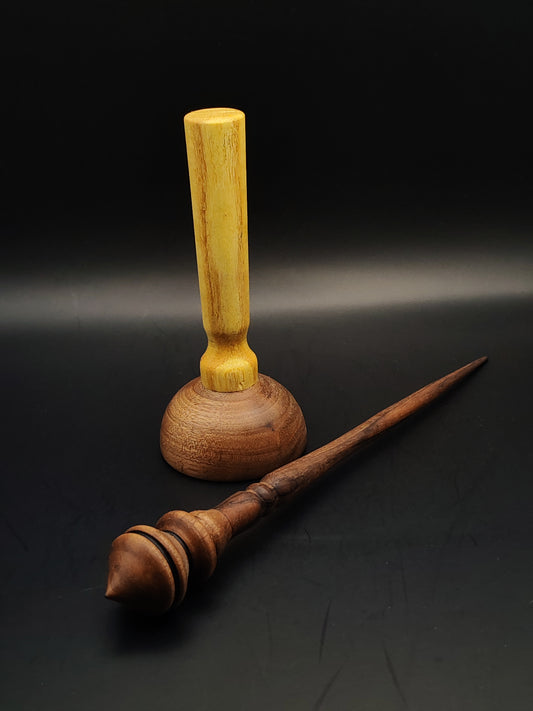 Support Spindle Set: Walnut Wood (24.5 cm / 9.65 in, 18 g / 0.63 oz) with Mulberry & Walnut Lap Support Bowl