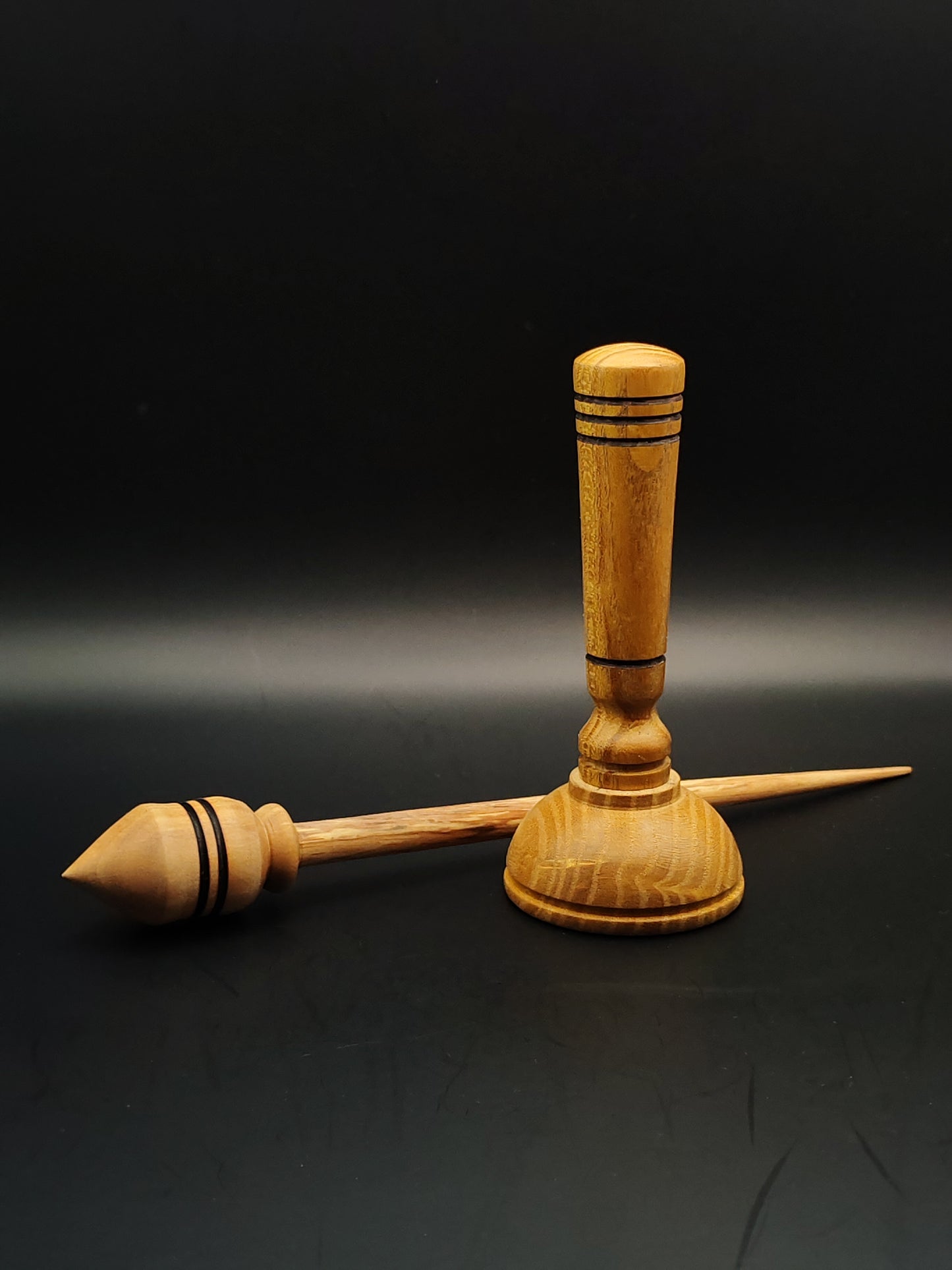 Support Spindle Set: Alder Shaft & Pear Whorl (25 cm / 9.84 in, 19 g / 0.67 oz) with Mulberry Lap Support Bowl