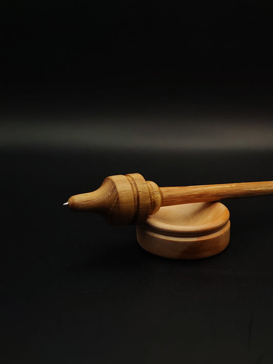 Support Spindle Set: Alder Shaft & Oak Whorl (25 cm / 9.84 in, 17 g / 0.6 oz) with Apple Wood Support Bowl