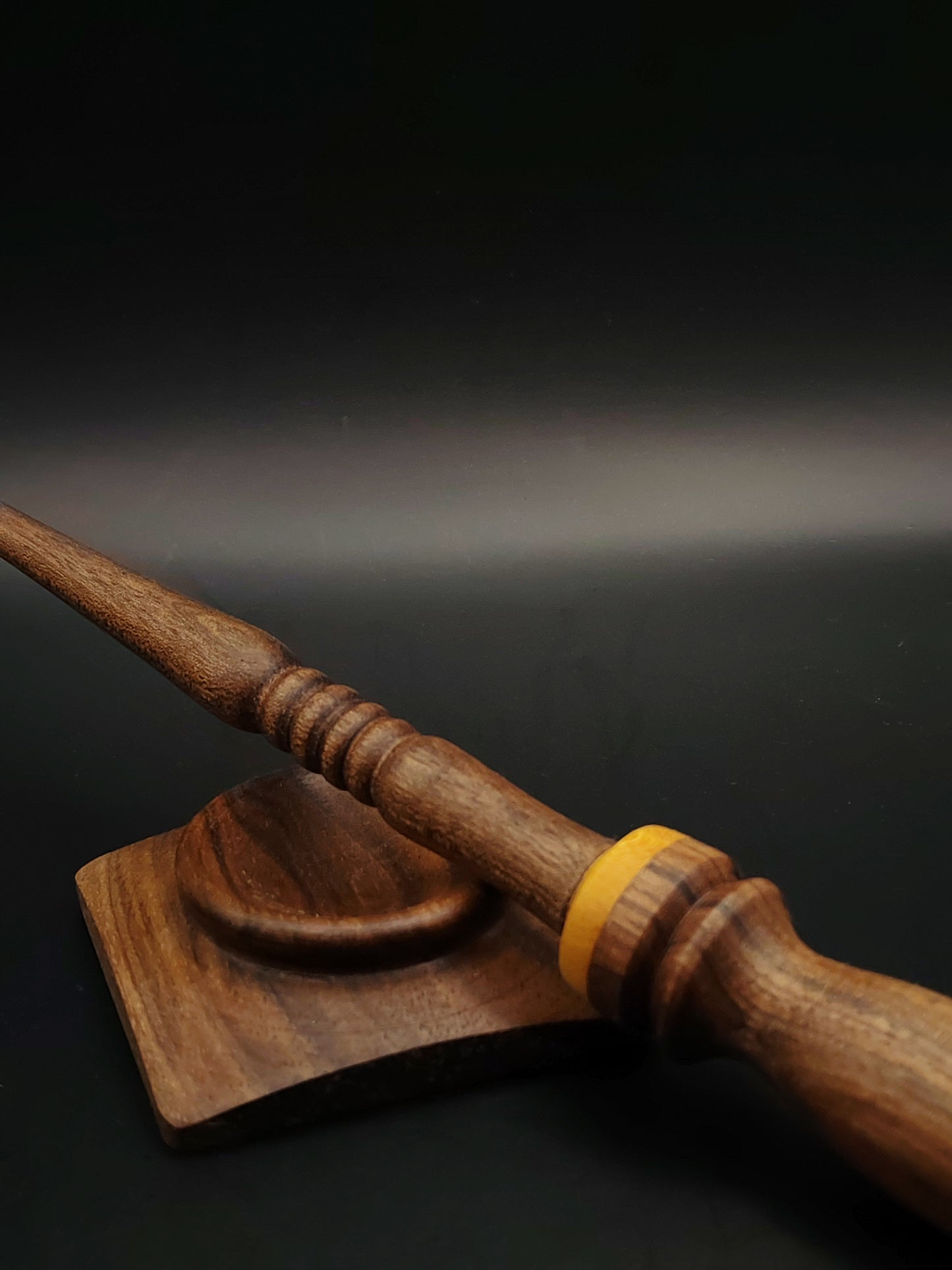 Artisan Support Spindle Set: Walnut & Mulberry Wood (26 cm / 10.24 in, 26 g / 0.92 oz) with Walnut Support Bowl