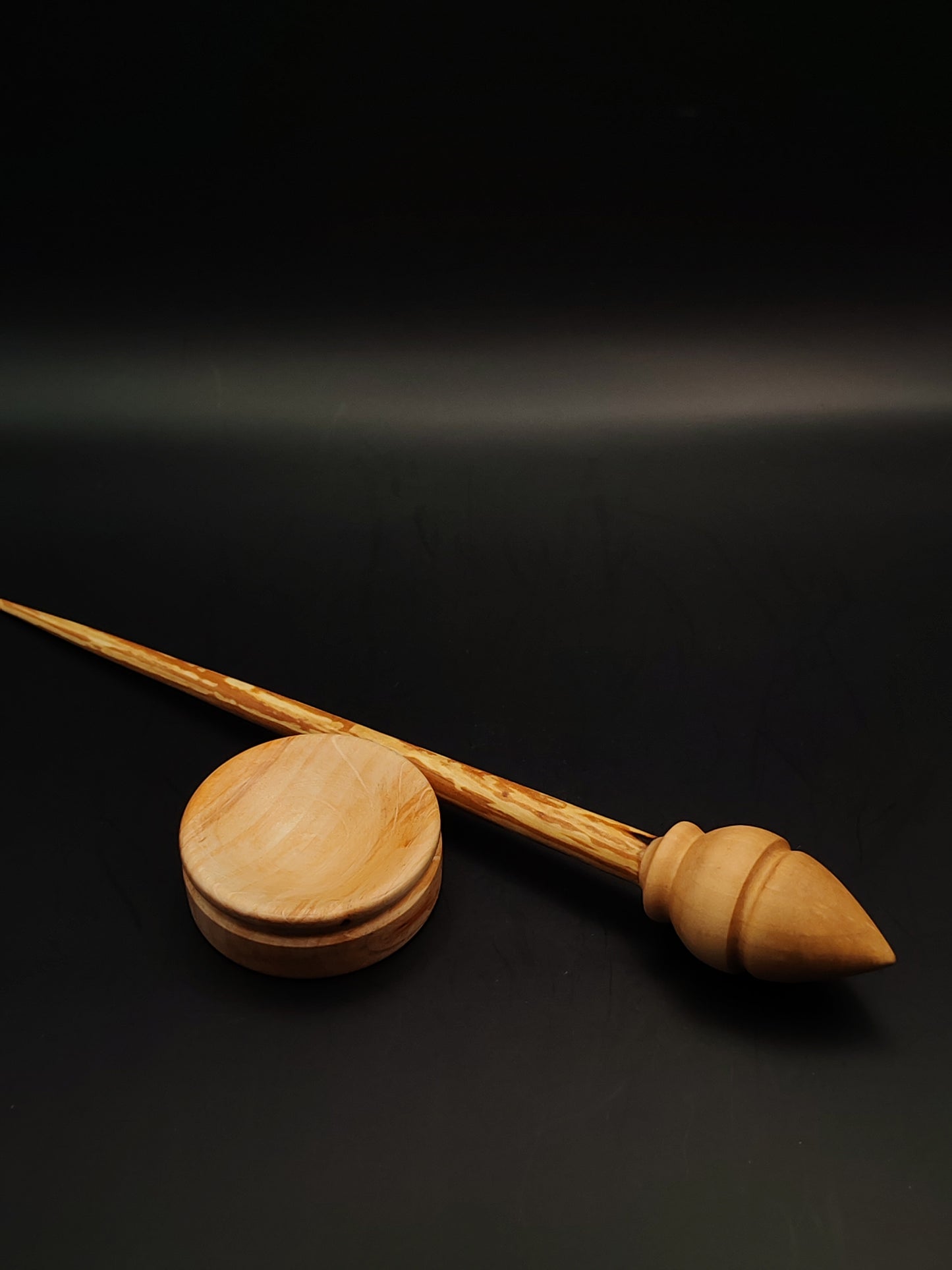 Support Spindle Set: Pear Whorl & Alder Shaft (26 cm / 10.24 in, 19 g / 0.67 oz) with Pear Support Bowl