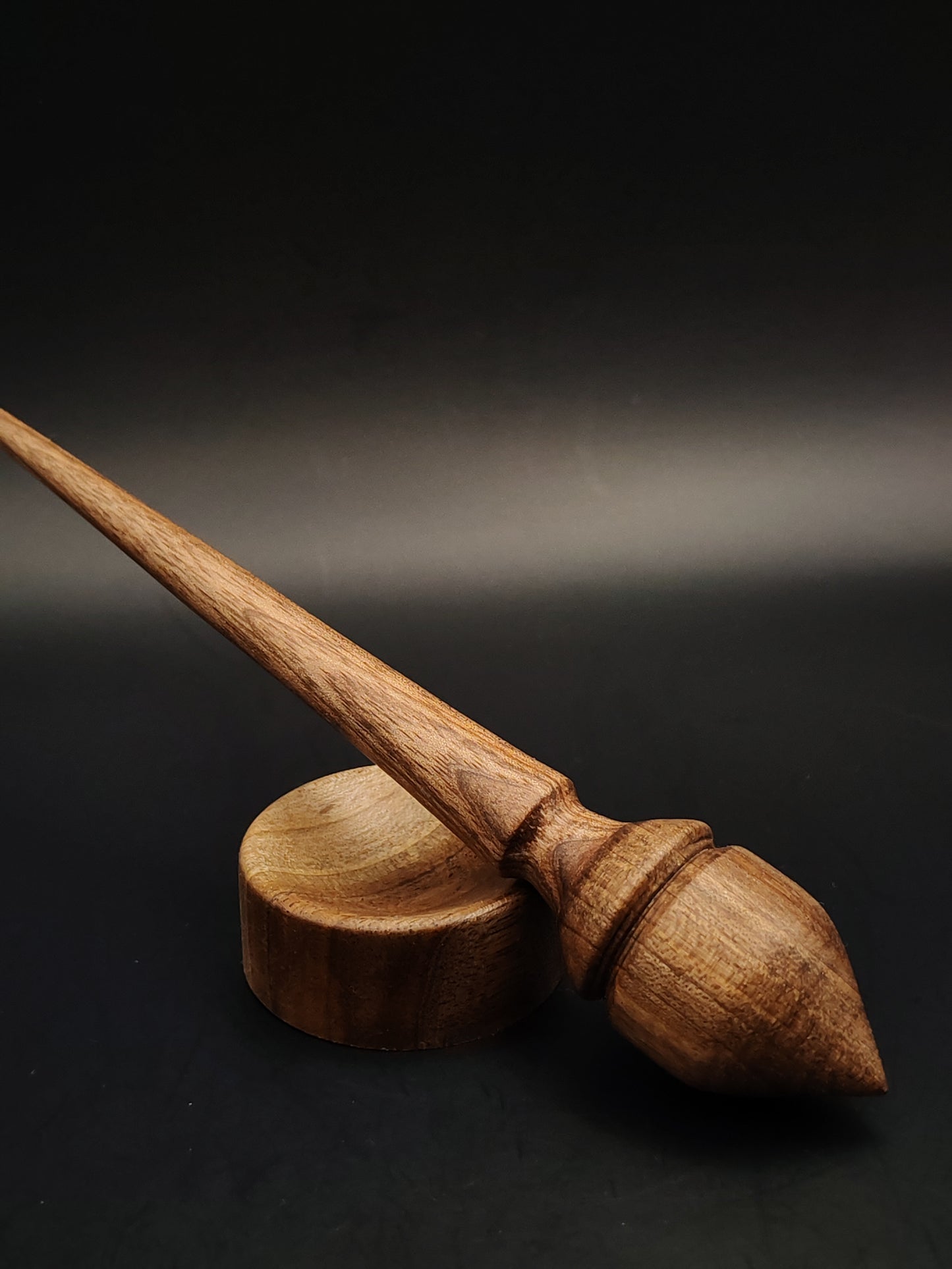 Mini Walnut Support Spindle Set – 13g / 0.46oz, 15cm / 5.9in – With Tiny Walnut Support Bowl | Compact Spinning Tool | Organic Wax Finish