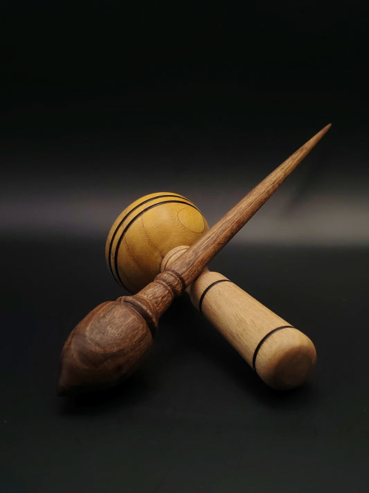 Support Spindle Set: Walnut (24.5 cm / 9.65 in, 29 g / 1.02 oz) with Grey Walnut & Mulberry Lap Support Bowl