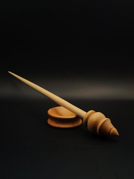 Support Spindle Set: Tilia Shaft & Pear Whorl (26 cm / 10.24 in, 19 g / 0.67 oz) with Pear Support Bowl