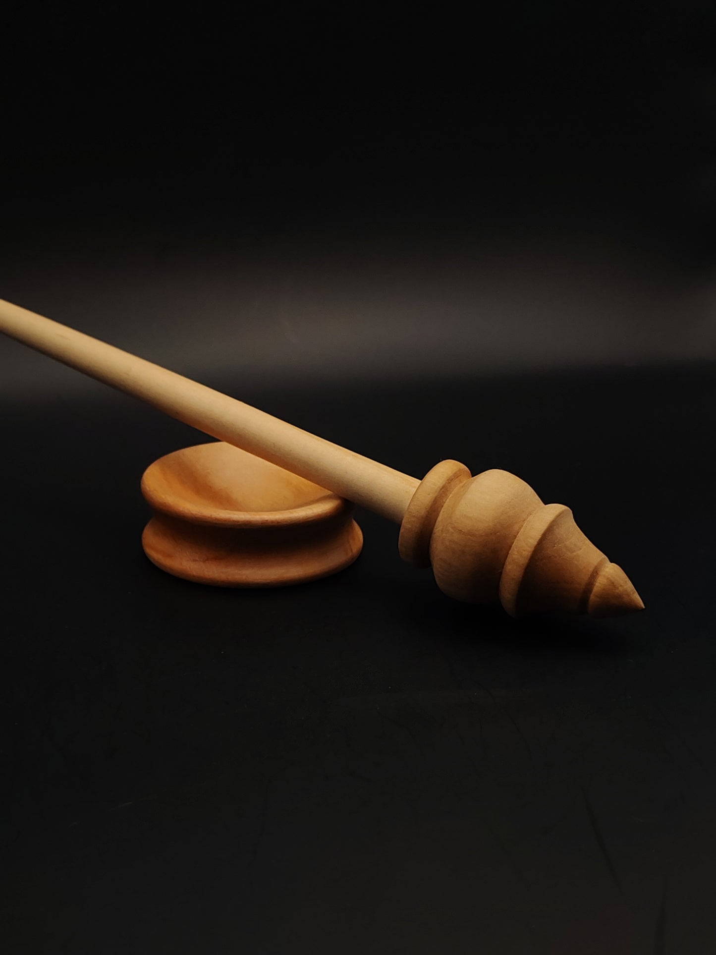 Support Spindle Set: Tilia Shaft & Pear Whorl (26 cm / 10.24 in, 19 g / 0.67 oz) with Pear Support Bowl