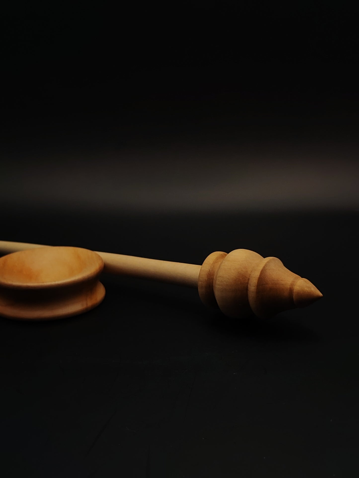 Support Spindle Set: Tilia Shaft & Pear Whorl (26 cm / 10.24 in, 19 g / 0.67 oz) with Pear Support Bowl