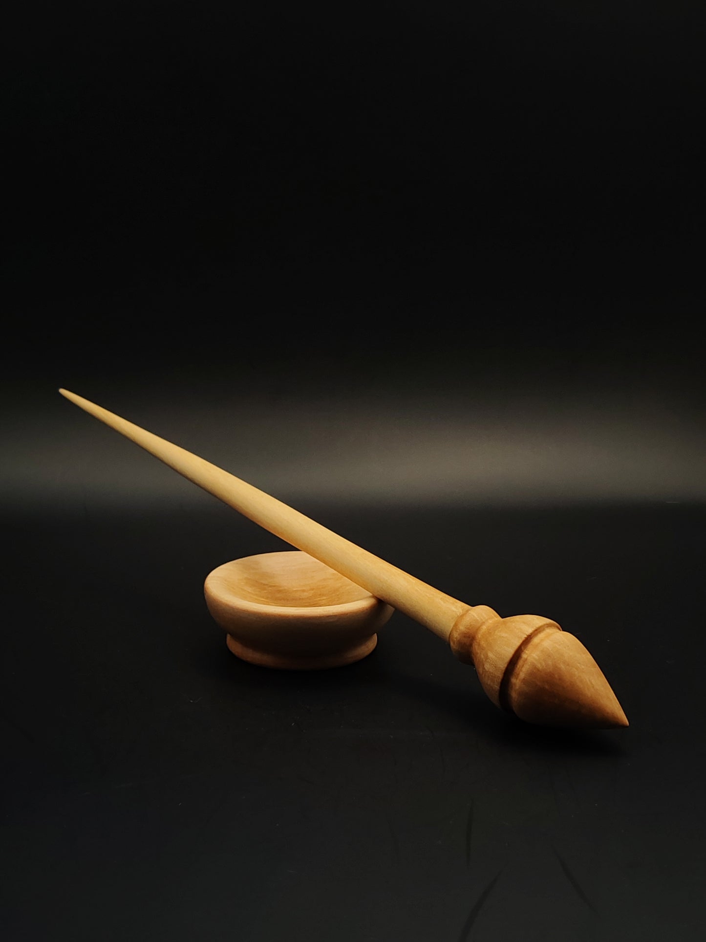 Alder Support Spindle Set – 15g / 0.53oz, 24cm / 9.45in – With Beech Support Bowl | Lightweight Spinning Tool | Organic Wax Finish