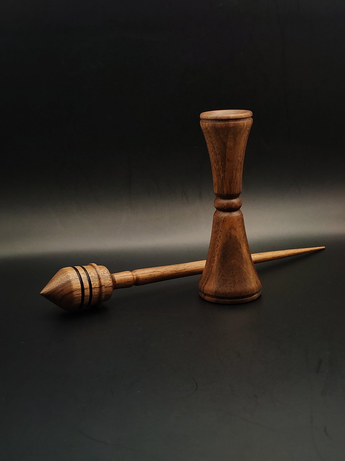 Support Spindle Set: Walnut Wood (25.5 cm / 10.04 in, 26 g / 0.92 oz) with Walnut Lap Support Bowl