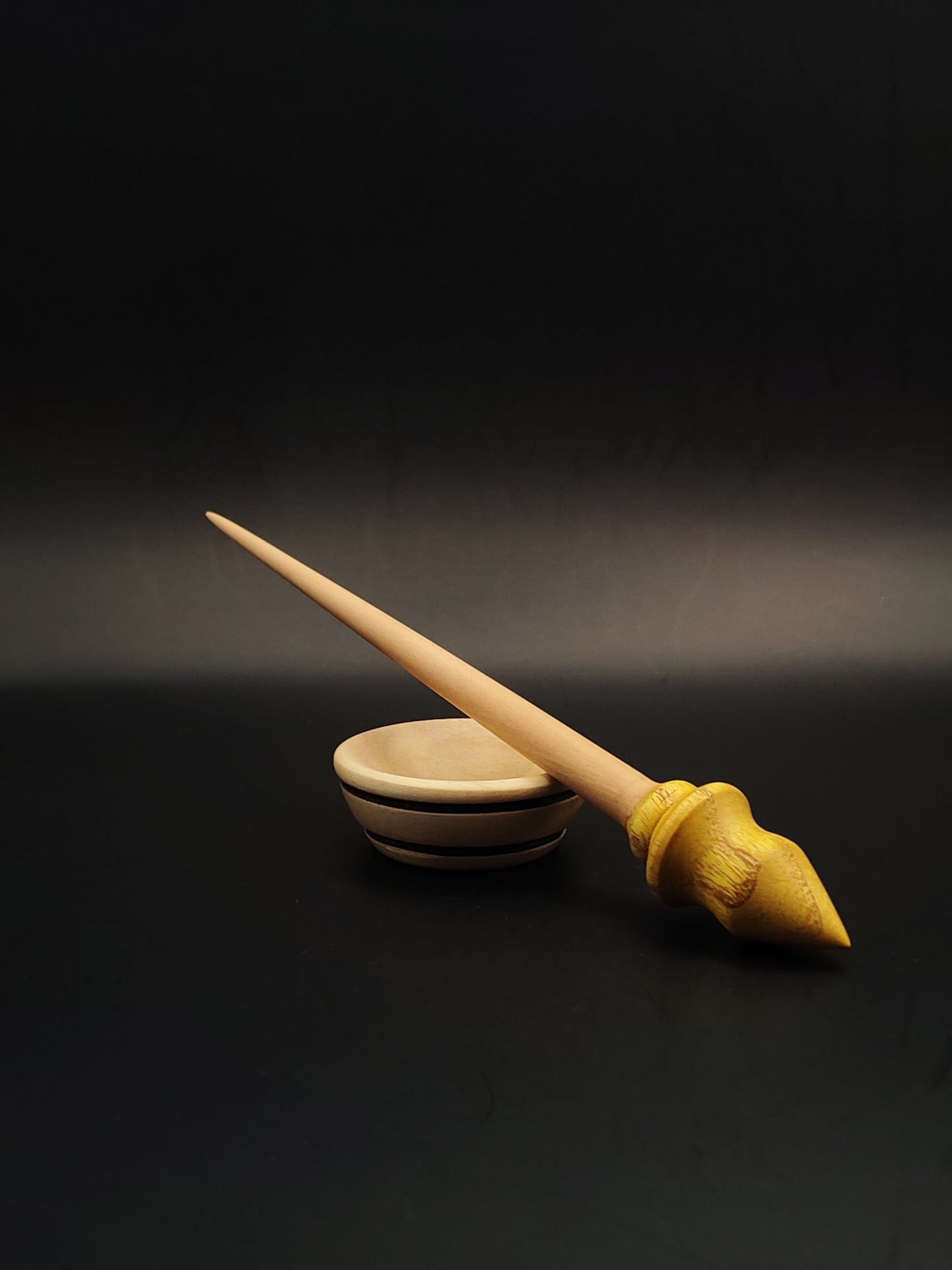 Mini Support Spindle Set: Mulberry Whorl & Pear Shaft (19.5 cm / 7.68 in, 10 g / 0.35 oz) with Pear Support Bowl