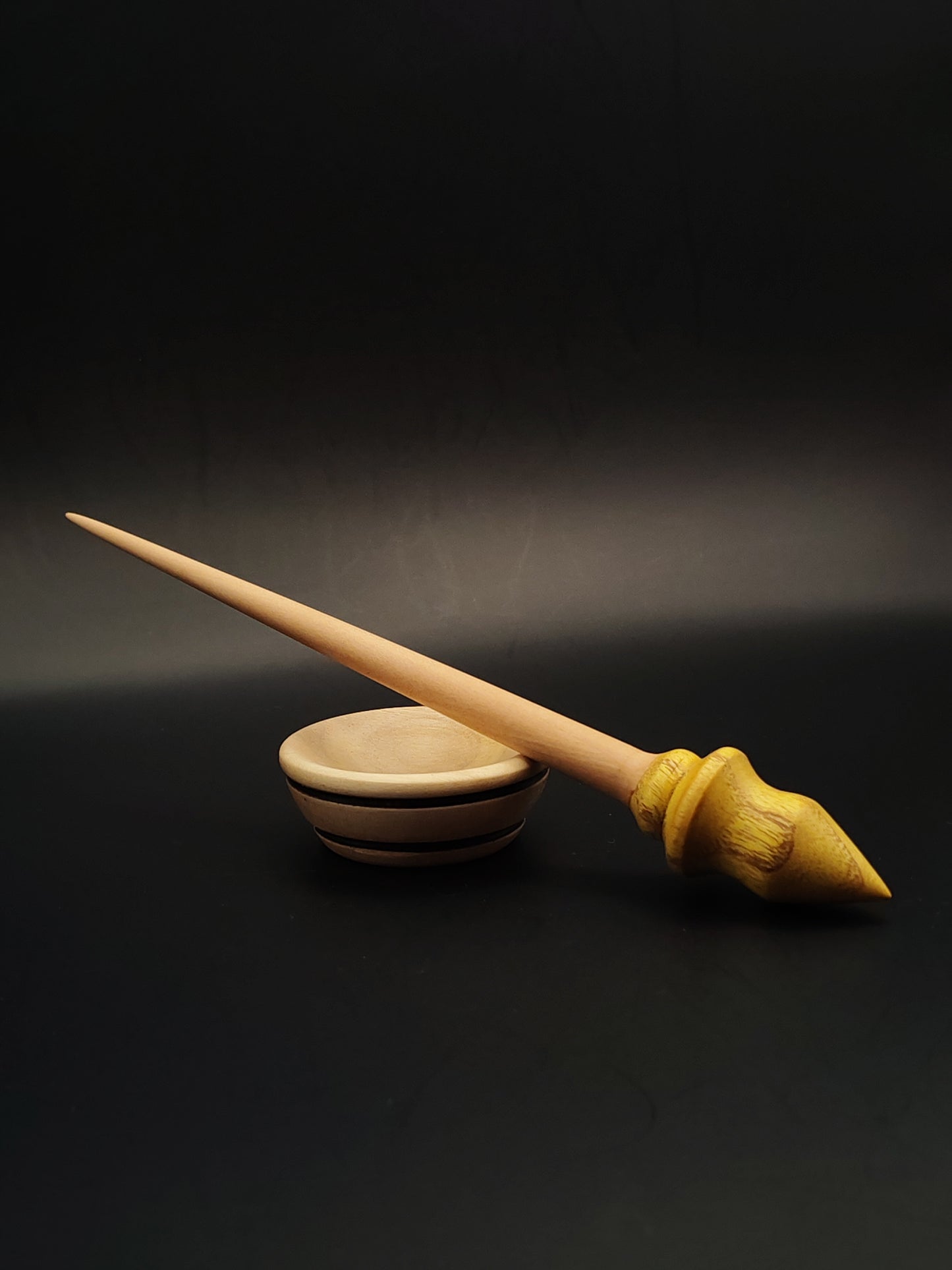 Mini Support Spindle Set: Mulberry Whorl & Pear Shaft (19.5 cm / 7.68 in, 10 g / 0.35 oz) with Pear Support Bowl