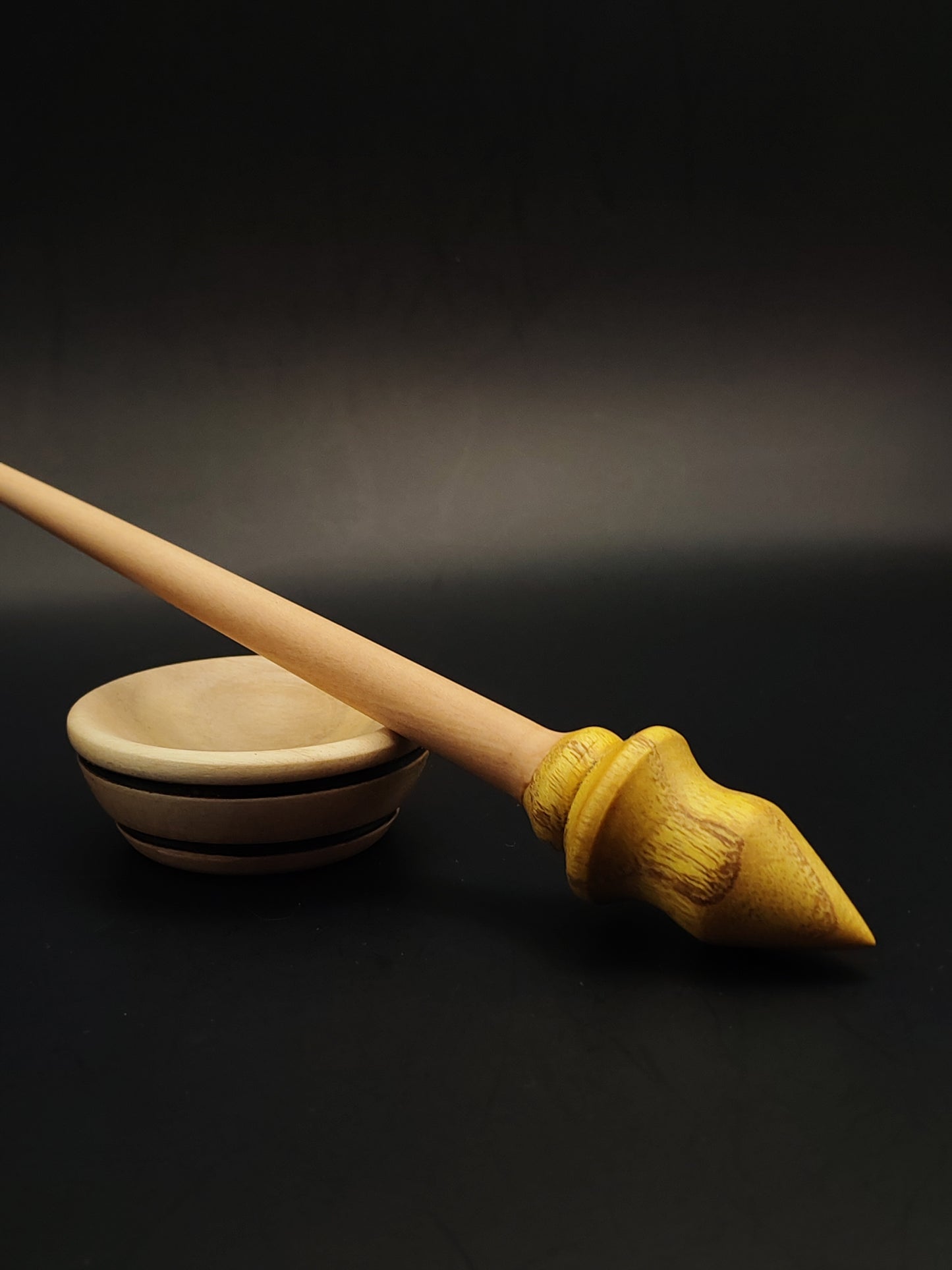 Mini Support Spindle Set: Mulberry Whorl & Pear Shaft (19.5 cm / 7.68 in, 10 g / 0.35 oz) with Pear Support Bowl