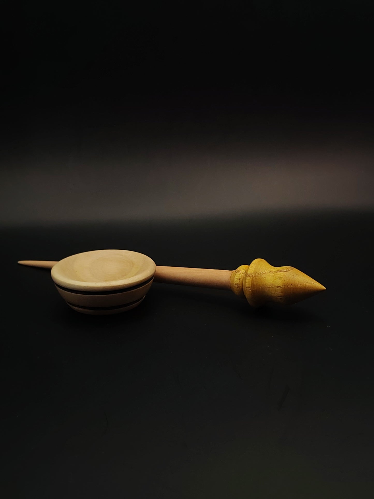 Mini Support Spindle Set: Mulberry Whorl & Pear Shaft (19.5 cm / 7.68 in, 10 g / 0.35 oz) with Pear Support Bowl