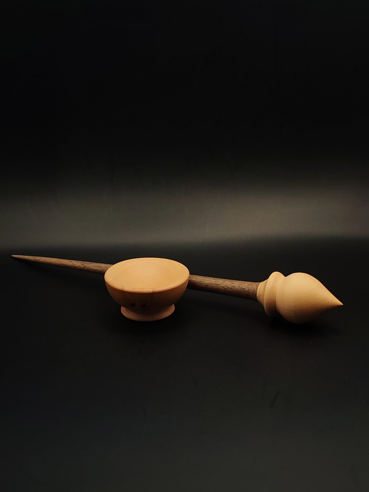 Support Spindle Set – Pear Whorl & Walnut Shaft – 24g / 0.85oz, 27cm / 10.62in – With Pear Support Bowl | Organic Wax Finish | Kravelli Spindles