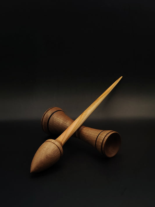 Support Spindle Set – Walnut Whorl & Pear Shaft – 26g / 0.92oz, 28cm / 11.02in – With Walnut Lap Support Bowl | Organic Wax Finish