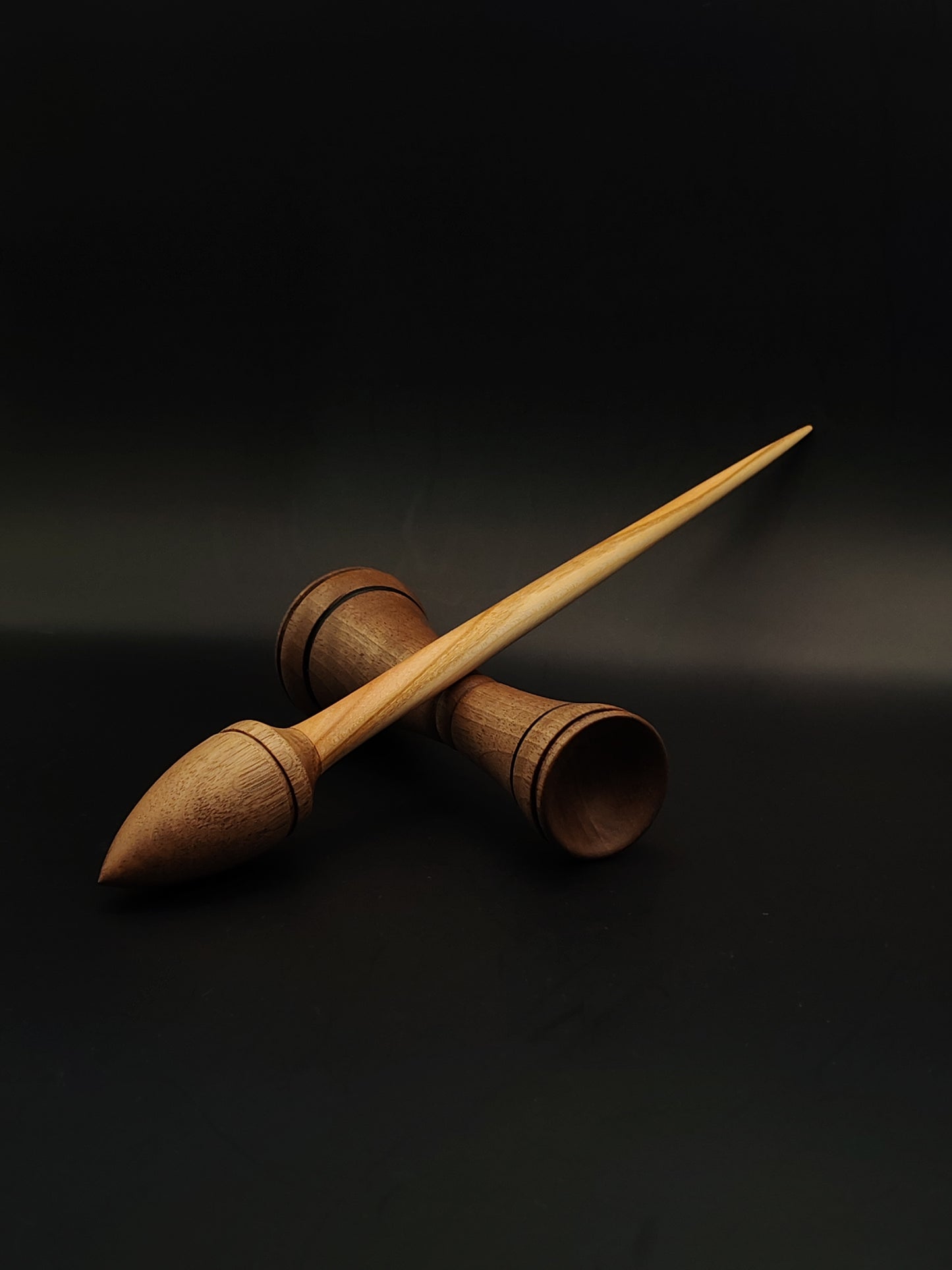 Support Spindle Set – Walnut Whorl & Pear Shaft – 26g / 0.92oz, 28cm / 11.02in – With Walnut Lap Support Bowl | Organic Wax Finish