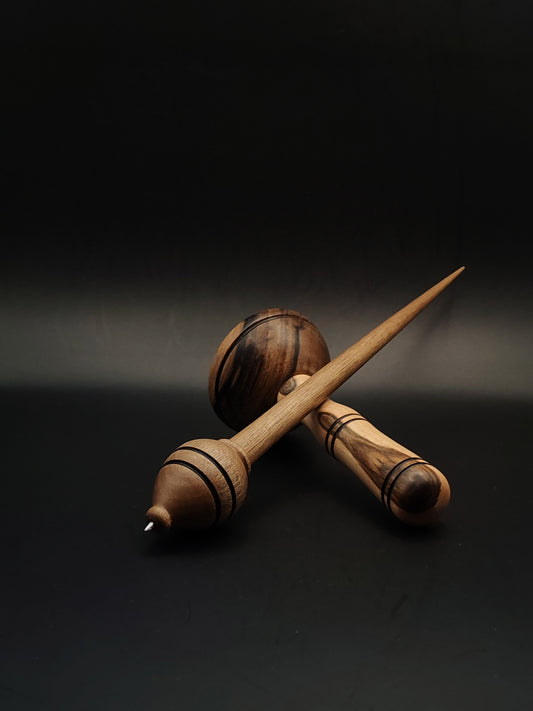 Walnut Support Spindle Set with Stainless Steel Tip – 28g / 0.99oz, 27cm / 10.62in – With Walnut Lap Support Bowl | Medium-Weight Spindle for Supported Spinning