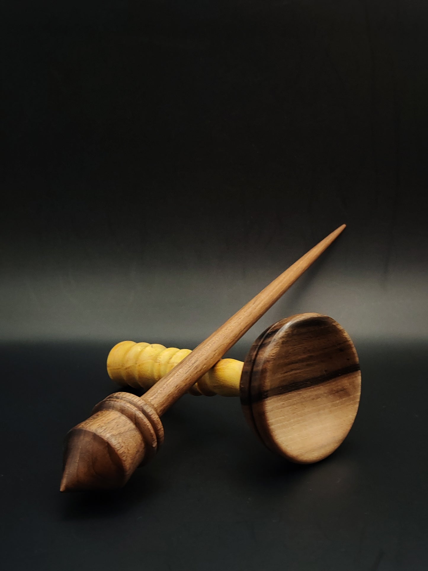 Walnut Support Spindle Set – 27g / 0.95oz, 28cm / 11.02in – With Walnut & Mulberry Lap Support Bowl | Balanced Spindle for Medium Fibers | Kravelli Spindles