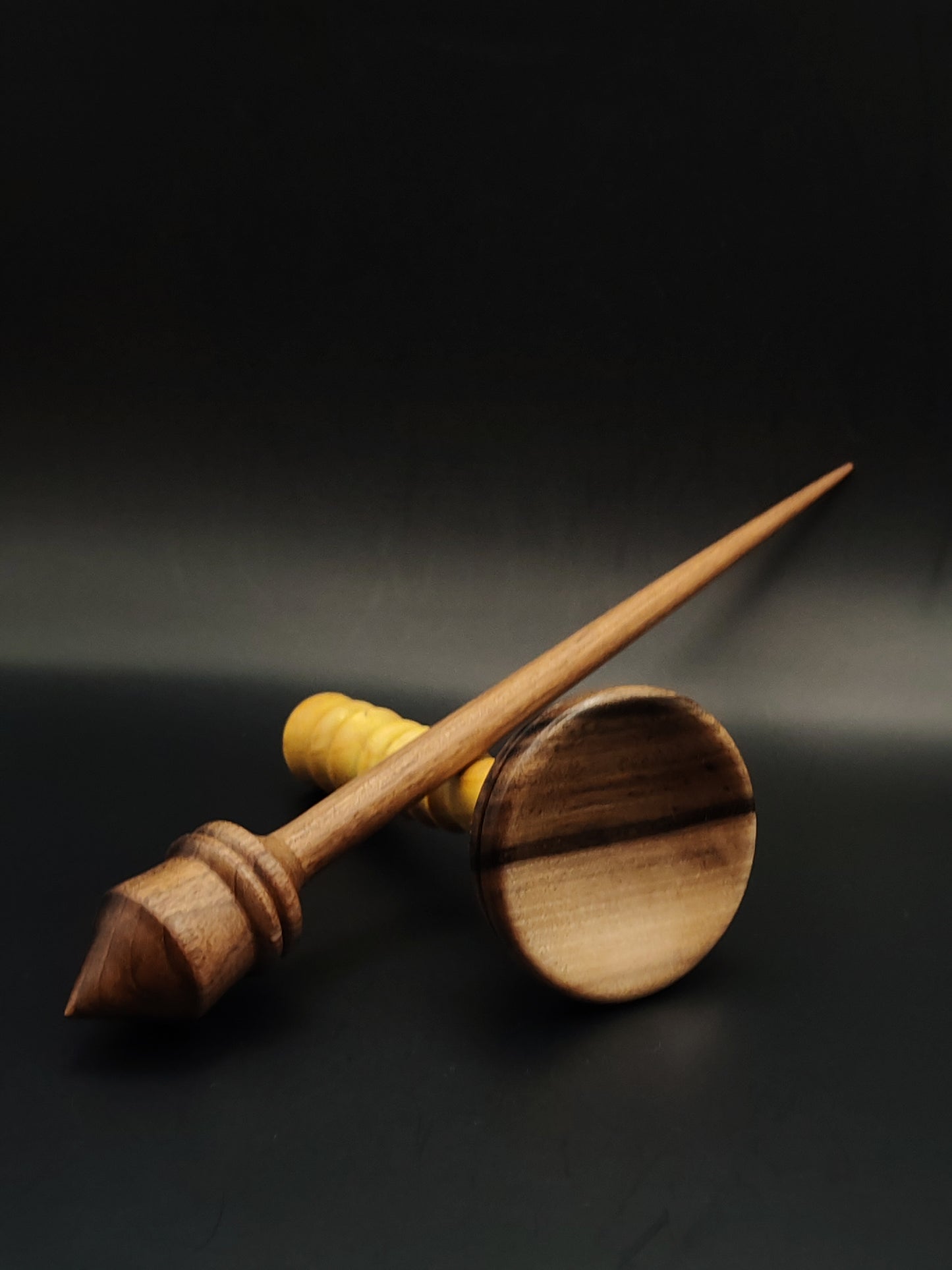 Walnut Support Spindle Set – 27g / 0.95oz, 28cm / 11.02in – With Walnut & Mulberry Lap Support Bowl | Balanced Spindle for Medium Fibers | Kravelli Spindles