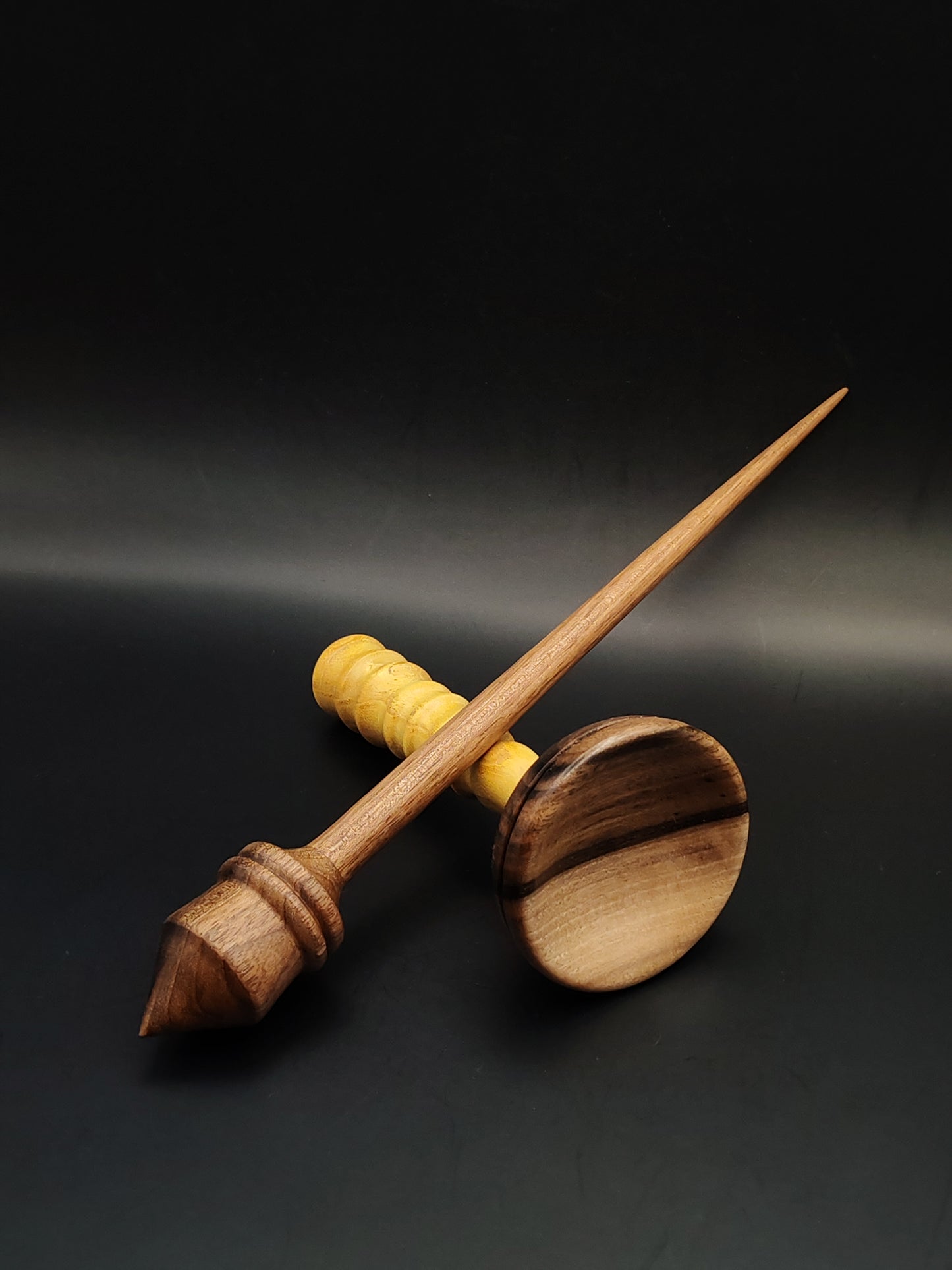 Walnut Support Spindle Set – 27g / 0.95oz, 28cm / 11.02in – With Walnut & Mulberry Lap Support Bowl | Balanced Spindle for Medium Fibers | Kravelli Spindles
