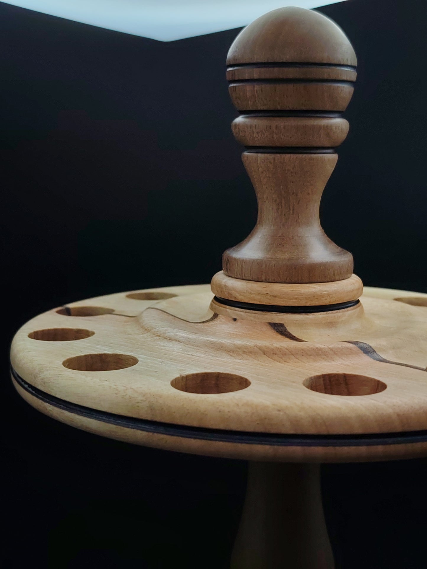 12-Spindle Storage Tower – Walnut & Pear Wood – Spinning Tool Organizer for Drop and Support Spindles | Vertical Stand with Organic Wax Finish | Kravelli