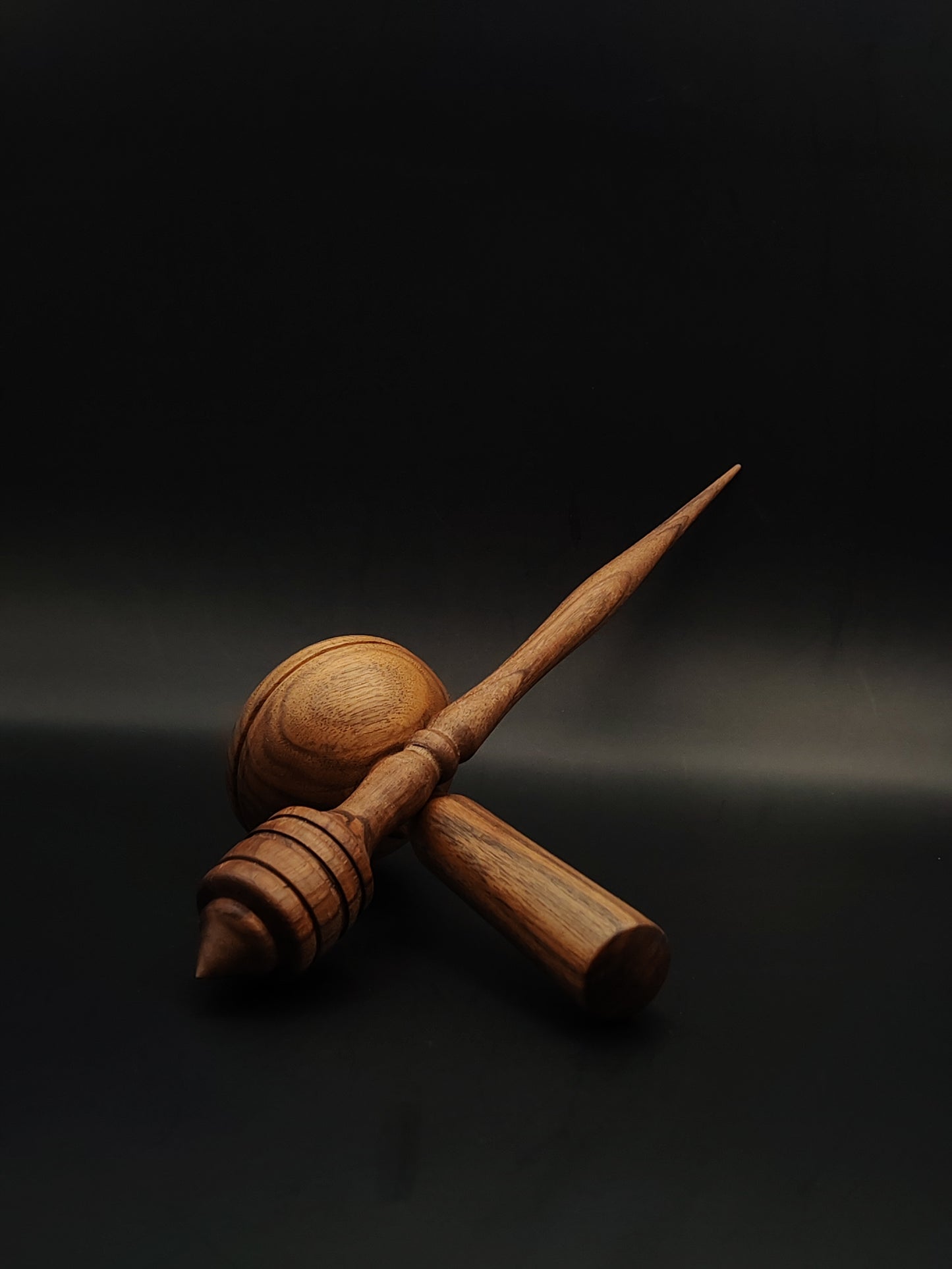 Walnut Support Spindle Set – 31g / 1.09oz, 26cm / 10.23in – With Walnut Lap Support Bowl | Heavyweight Spindle for Long Supported Spins | Kravelli Spindles