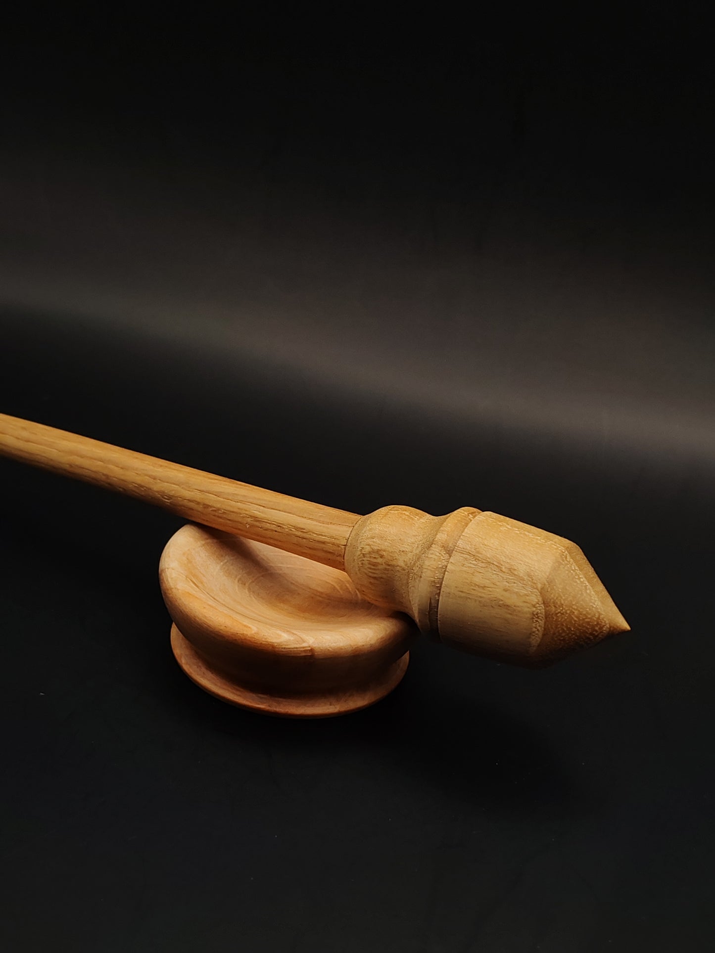 Oak Support Spindle Set – 25g / 0.88oz, 25.5cm / 10.03in – With Beech Support Bowl | Medium Spindle for Supported Spinning | Organic Wax Finish | Kravelli Spindles