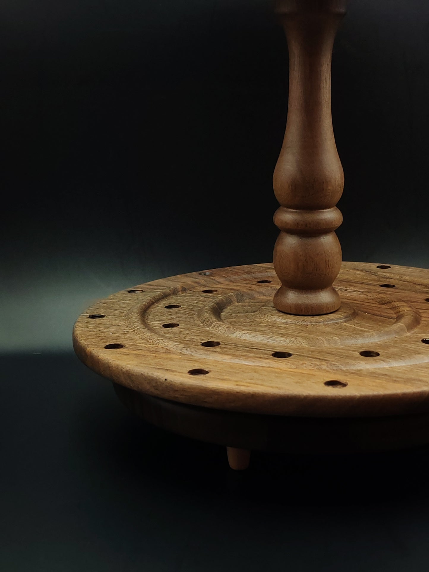 Walnut Spindle Stand – 24-Spindle Organizer for Drop & Support Spindles | Solid Walnut Display Rack for Fiber Artists | Organic Wax Finish | Kravelli