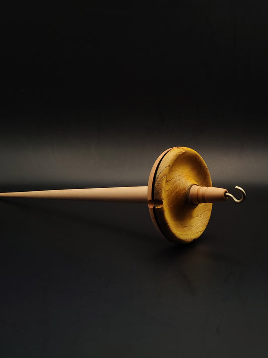 Drop Spindle – 32g / 1.12oz, 27cm / 10.62in – Apple Shaft with Pear & Mulberry Whorl | Balanced Spindle for Hand Spinning | Kravelli Spindles