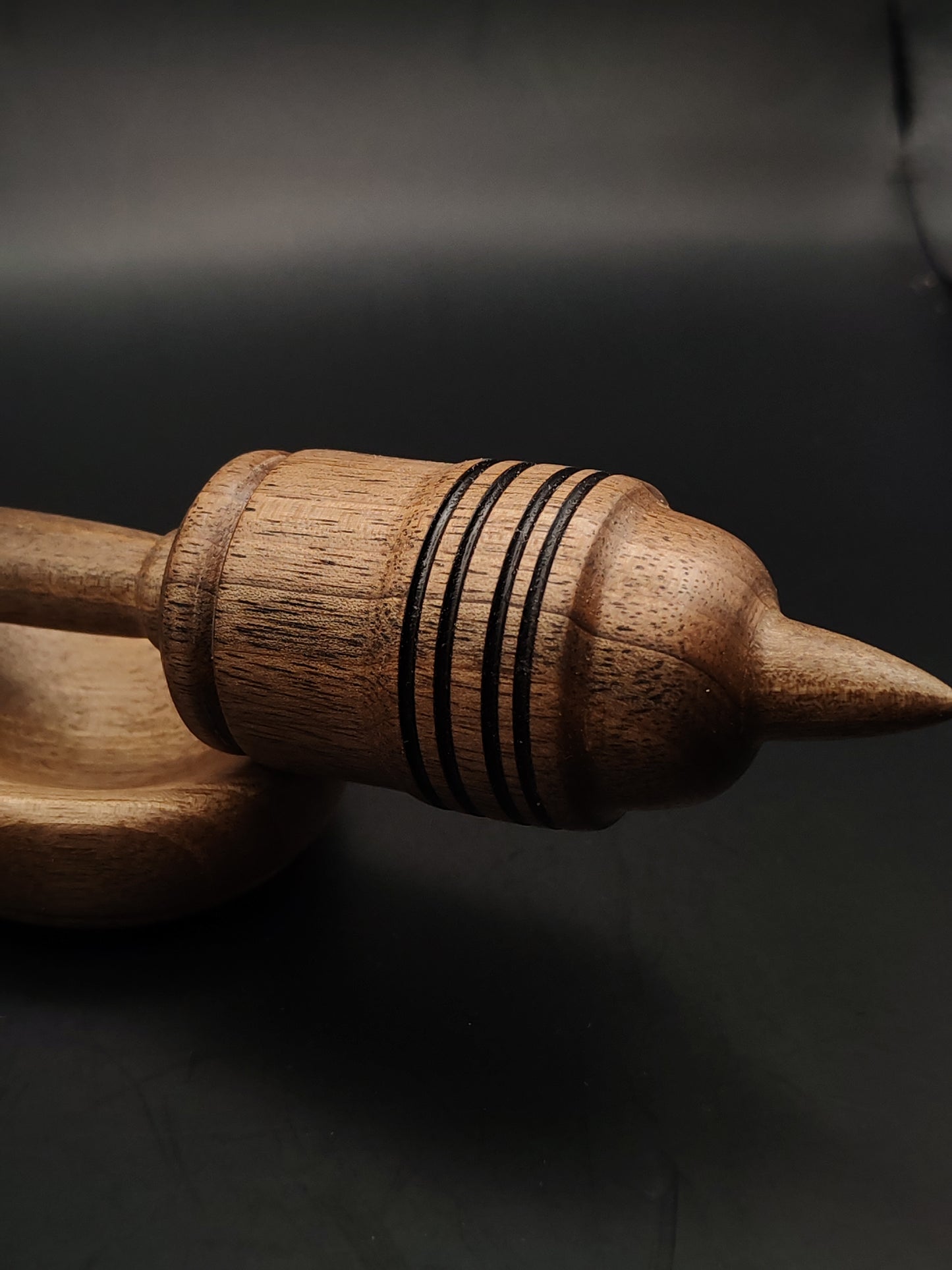 Heavy Walnut Support Spindle Set – 46g / 1.62oz, 28.5cm / 11.22in – With Walnut Support Bowl | Strong Spindle for Supported Spinning & Plying | Kravelli Spindles