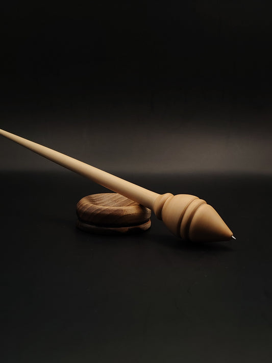 Pear Support Spindle Set – 27g / 0.95oz, 25cm / 9.84in – With Walnut Support Bowl | Medium Spindle for Supported Spinning | Kravelli Spindles