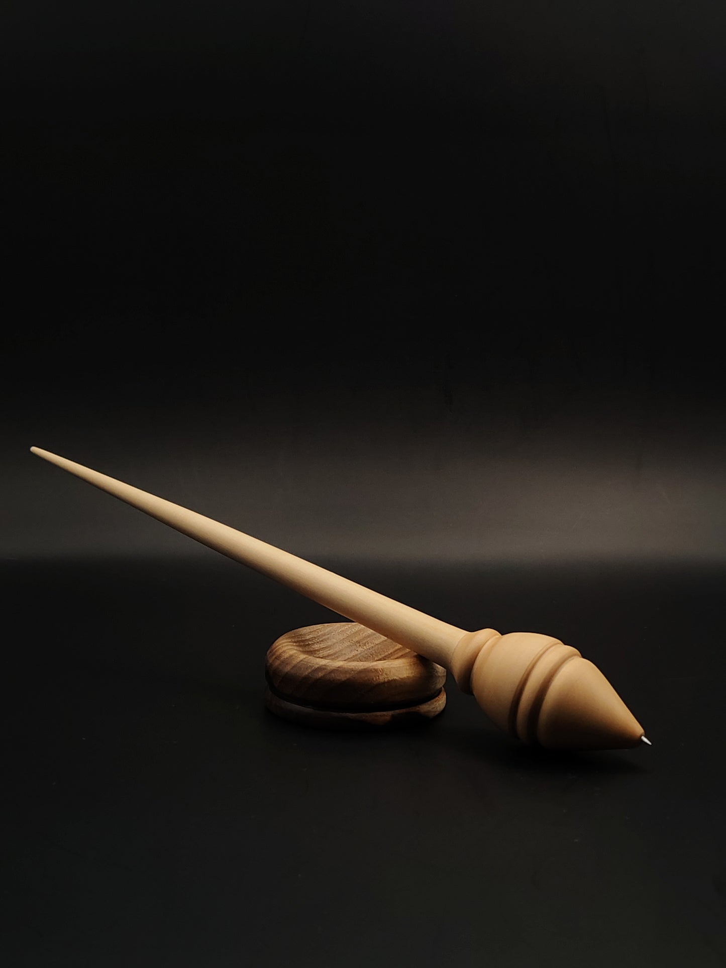 Pear Support Spindle Set – 27g / 0.95oz, 25cm / 9.84in – With Walnut Support Bowl | Medium Spindle for Supported Spinning | Kravelli Spindles
