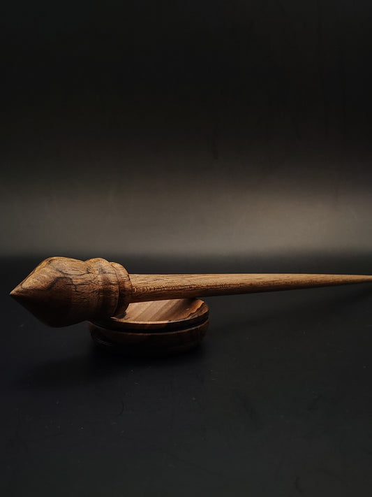 Walnut Support Spindle Set – 21g / 0.74oz, 25cm / 9.84in – With Walnut Support Bowl | Medium-Light Spindle for Supported Spinning | Kravelli Spindles