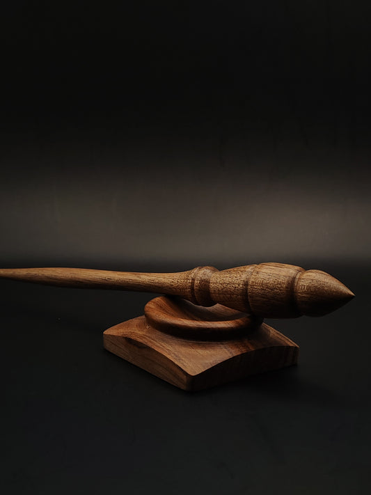 Walnut Artisan Support Spindle Set – 17g / 0.59oz, 24cm / 9.44in – With Walnut Support Bowl | Lightweight & Balanced Spindle for Supported Spinning | Kravelli Spindles