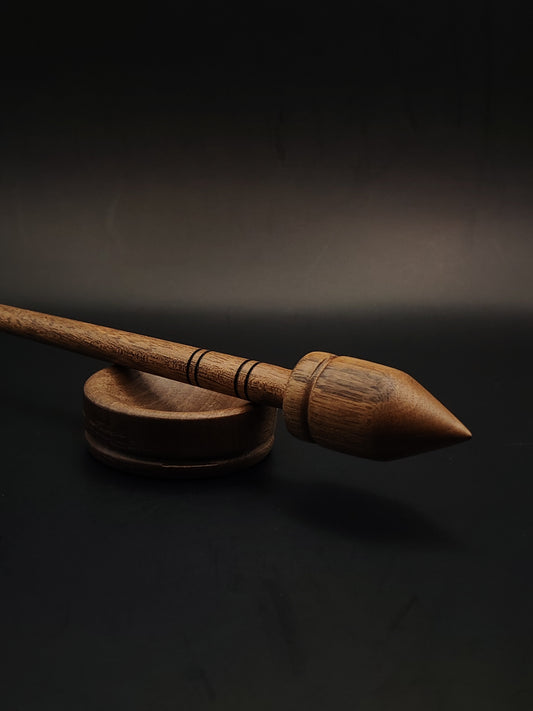 Walnut Support Spindle with Matching Bowl | 18g / 25cm | Lightweight Handcrafted Spinning Tool Set