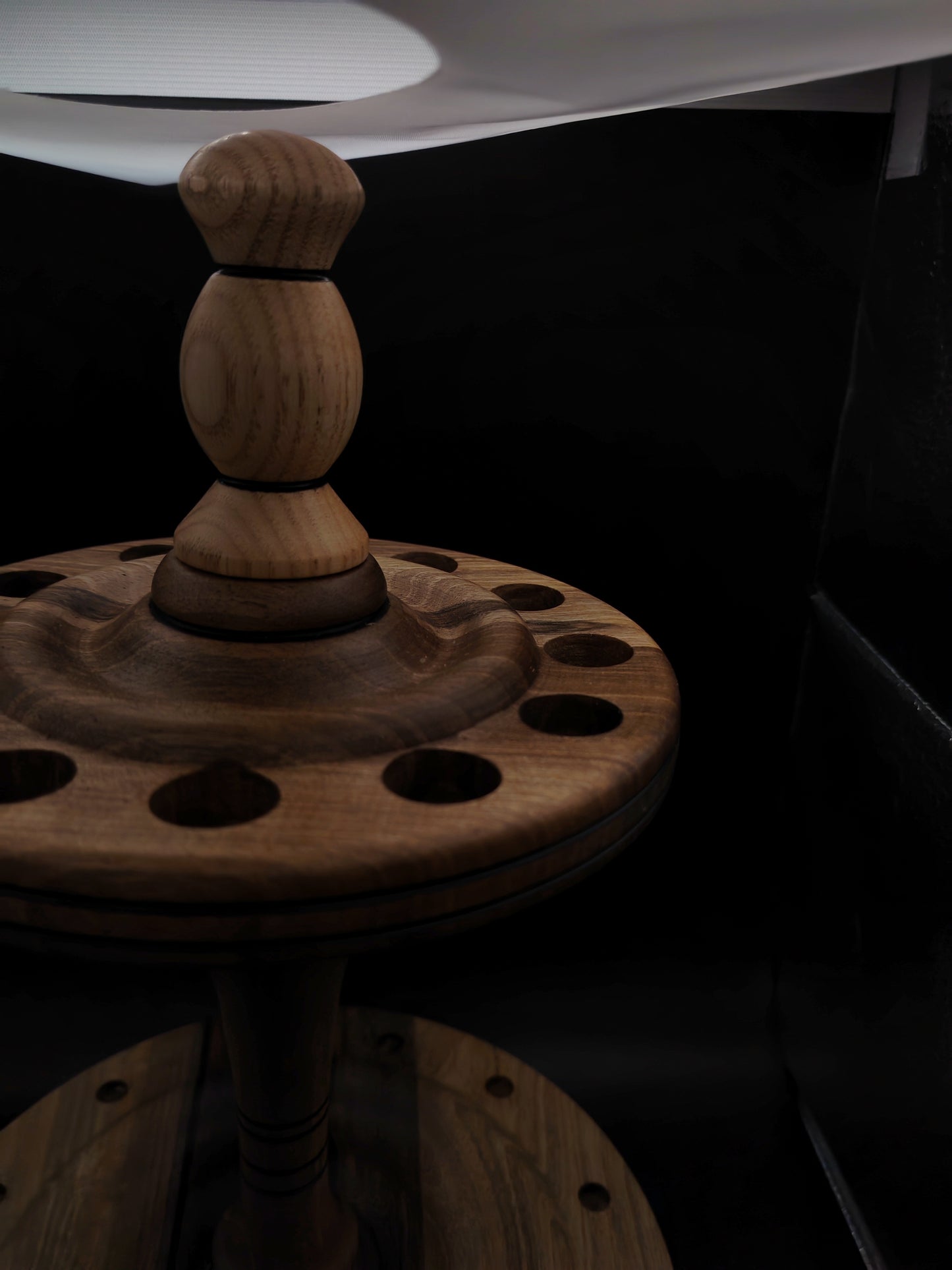 Walnut & Oak Spindle Stand – Holds 12 Drop or Support Spindles (17 cm / 6.69 in Between Discs)