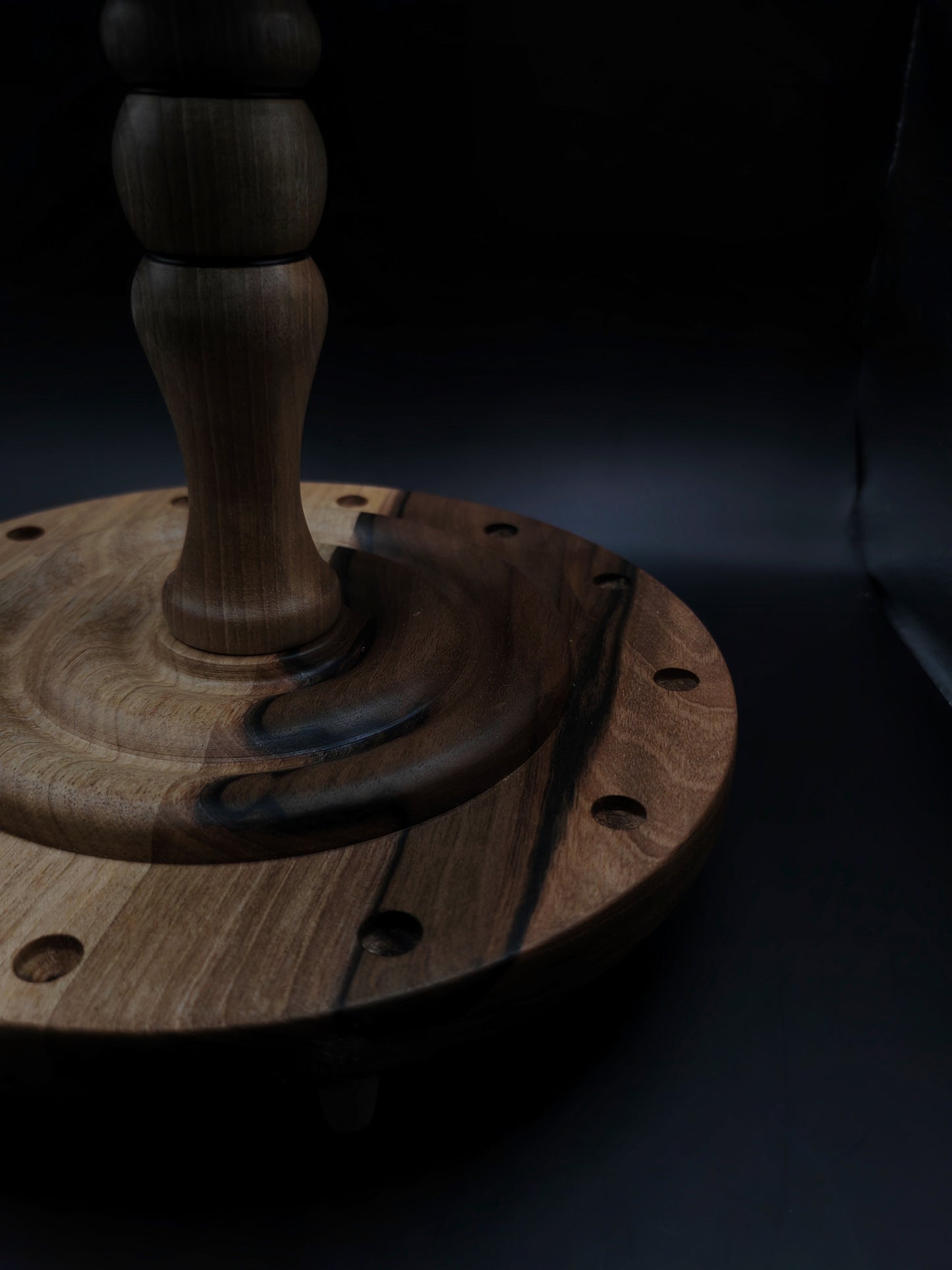 Crafted Walnut Spindle Organizer with Oak Accent – 12 Spindle Capacity (17 cm / 6.69 in Spacing)