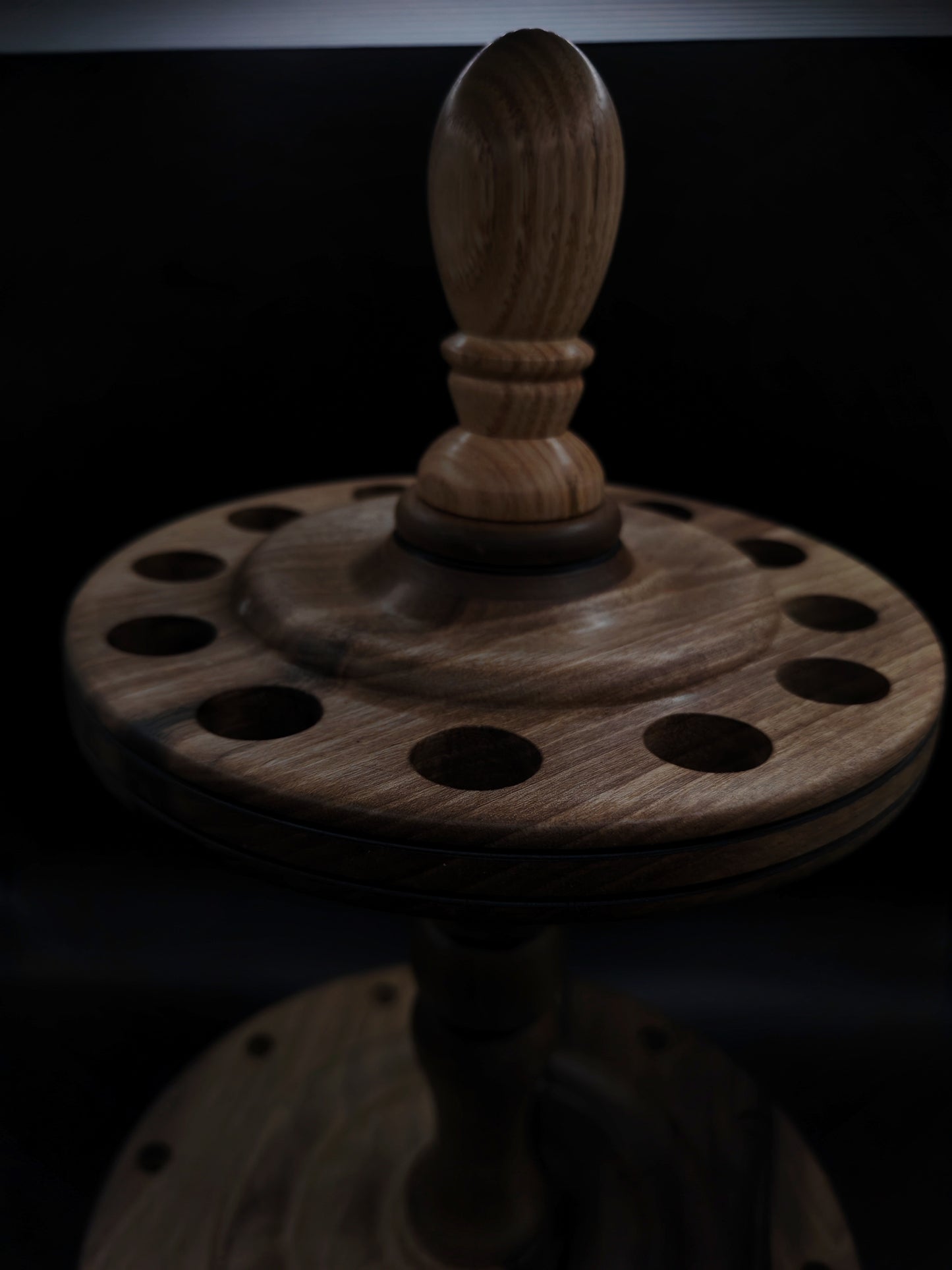 Crafted Walnut Spindle Organizer with Oak Accent – 12 Spindle Capacity (17 cm / 6.69 in Spacing)