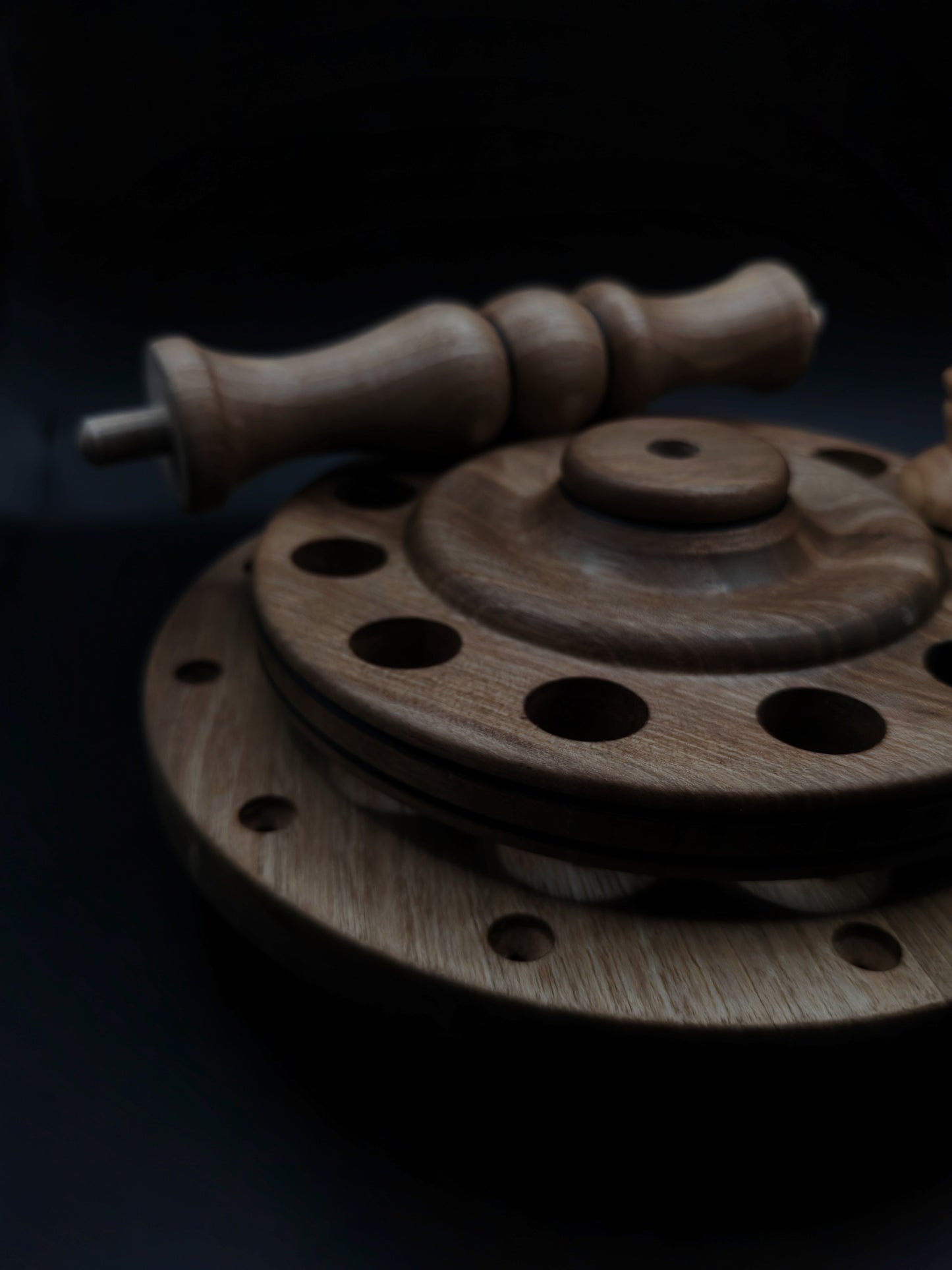 Crafted Walnut Spindle Organizer with Oak Accent – 12 Spindle Capacity (17 cm / 6.69 in Spacing)