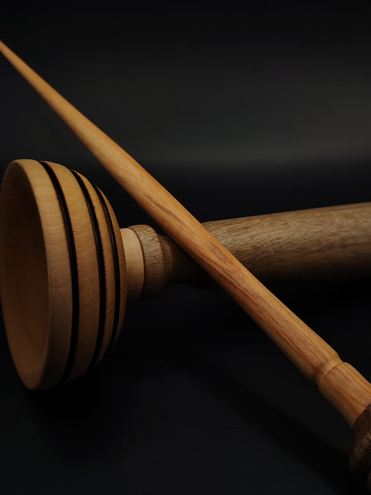 Support Spindle – 17g / 0.59oz, 26cm / 10.23in – Pear Shaft and Walnut Whorl | With Apple & Grey Walnut Lap Support Bowl