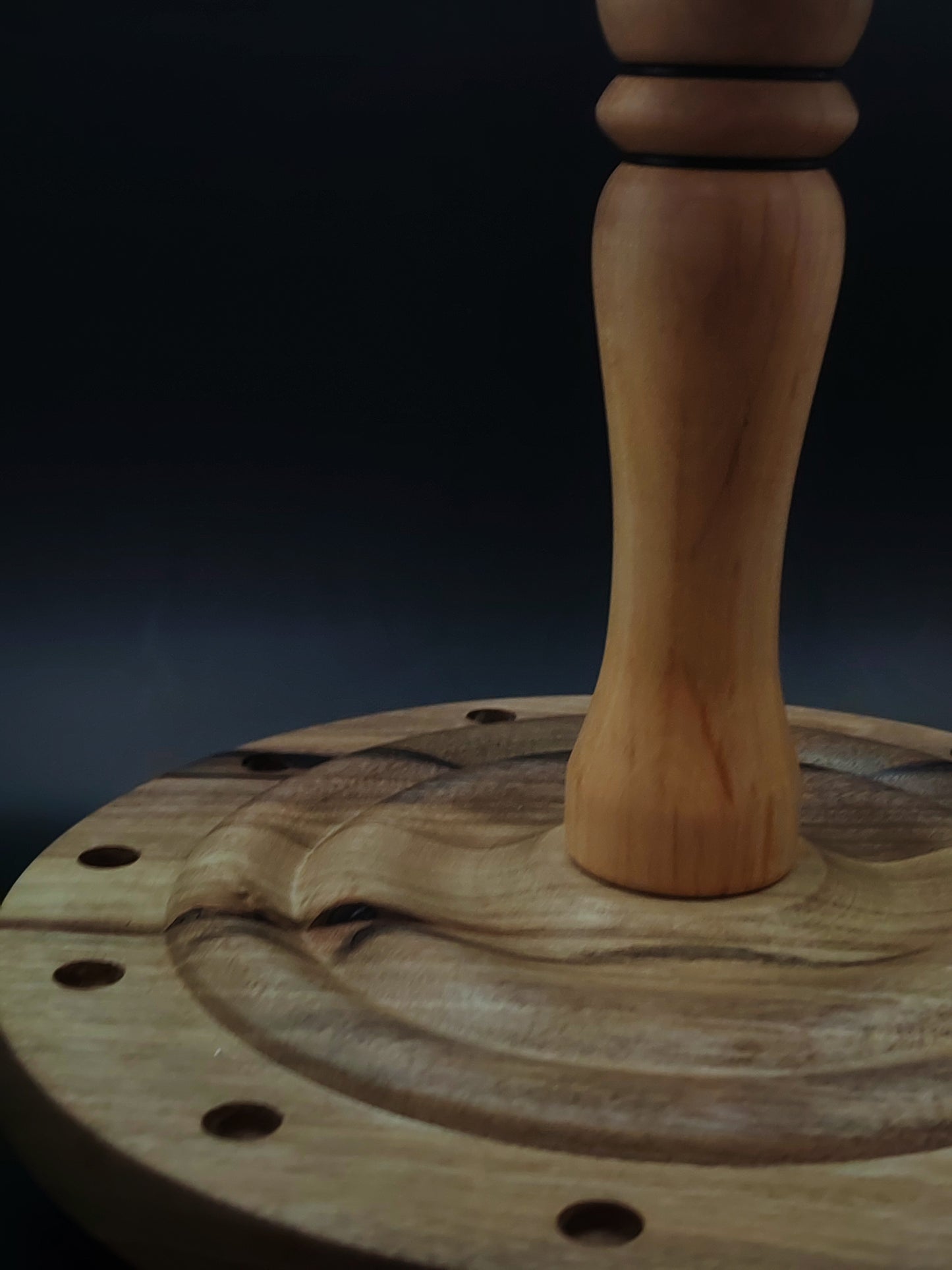 12-Spindle Stand – Walnut, Pear & Oak Wood | Rotating Display for Drop & Support Spindles | Wooden Organizer by Kravelli