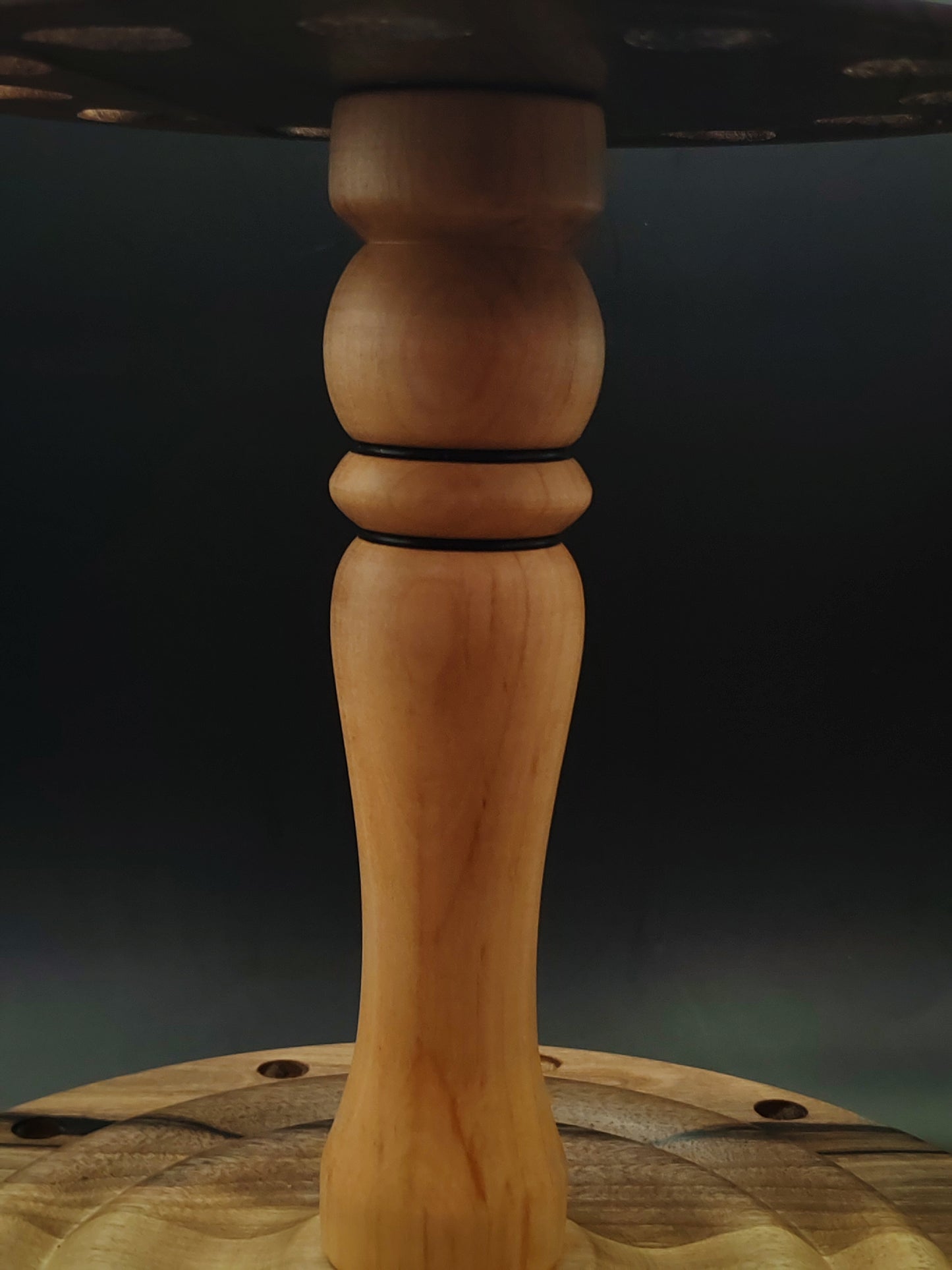 12-Spindle Stand – Walnut, Pear & Oak Wood | Rotating Display for Drop & Support Spindles | Wooden Organizer by Kravelli