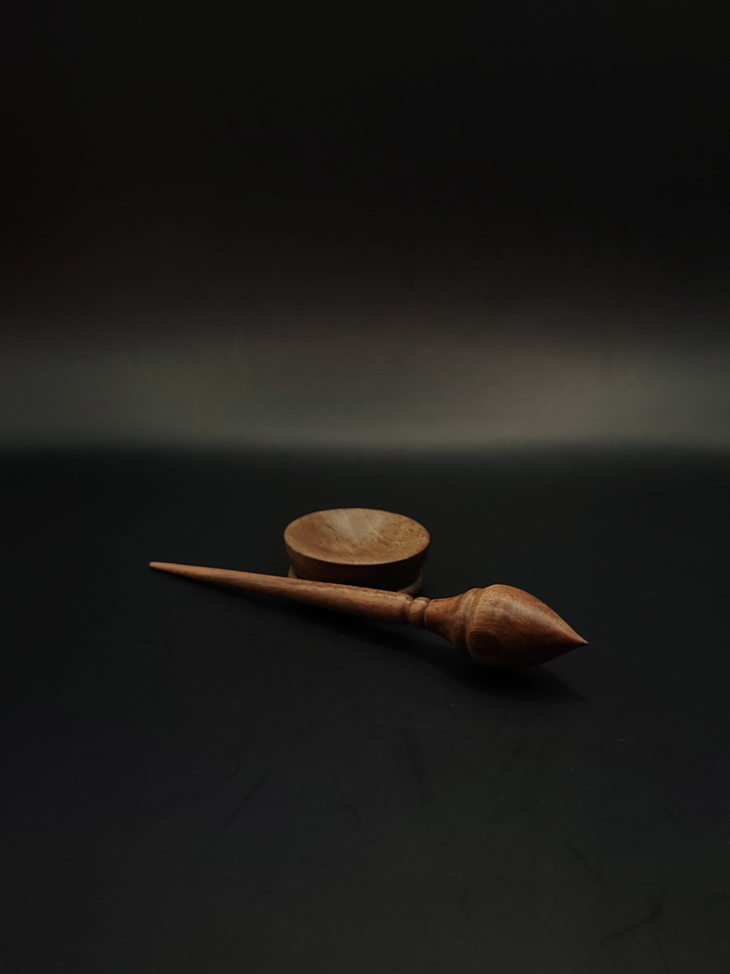 Mini Support Spindle – 10g / 0.35oz, 16cm / 6.29in – Walnut Wood | With Tiny Walnut Bowl | Lightweight Travel Spindle | Kravelli Mini Series