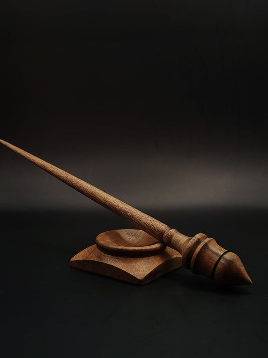 Support Spindle – 19g / 0.67oz, 26cm / 10.23in – Walnut Wood | With Walnut Support Bowl | Balanced Lightweight Spindle Set | Kravelli Spindles