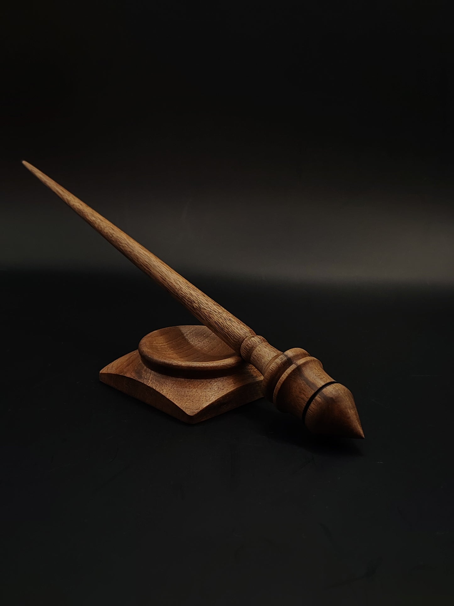 Support Spindle – 19g / 0.67oz, 26cm / 10.23in – Walnut Wood | With Walnut Support Bowl | Balanced Lightweight Spindle Set | Kravelli Spindles