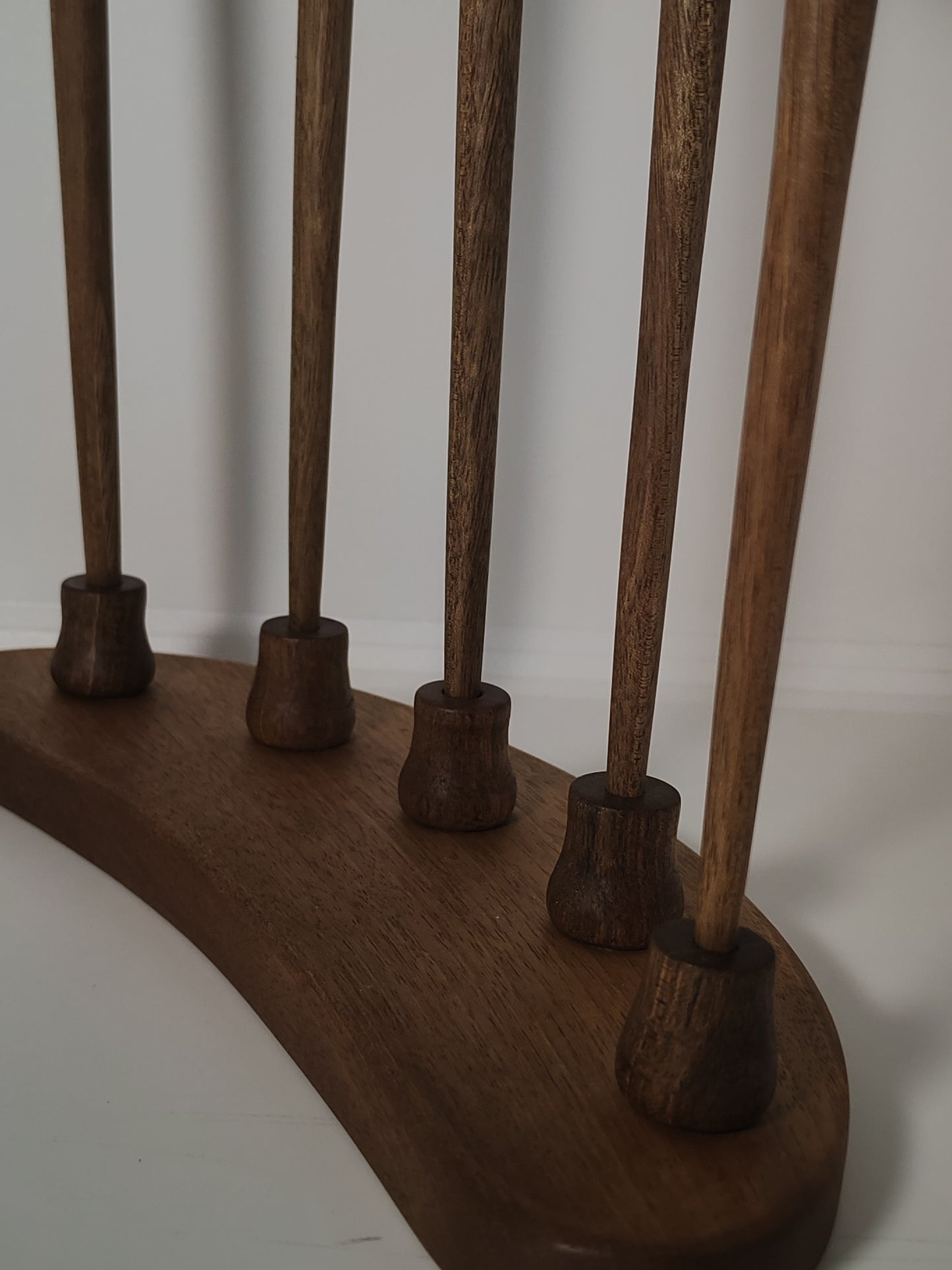 5-Piece Walnut Drop Spindle Collection with Stand | Organic Wax Finish | Spinning & Plying Set | Handmade by Kravelli